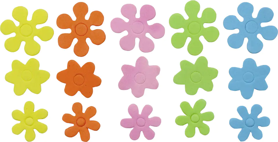 Glorex Moosgummi Sticker Blumen selbstklebend , 72 Stück