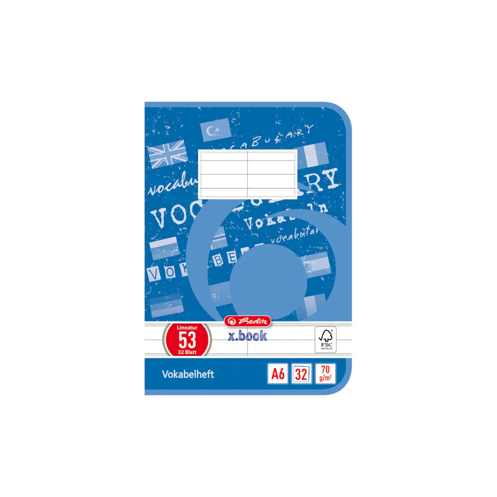 herlitz Schulheft Vokabelheft A6 liniert 32 Blatt holzfreies Papier 70 g/m²