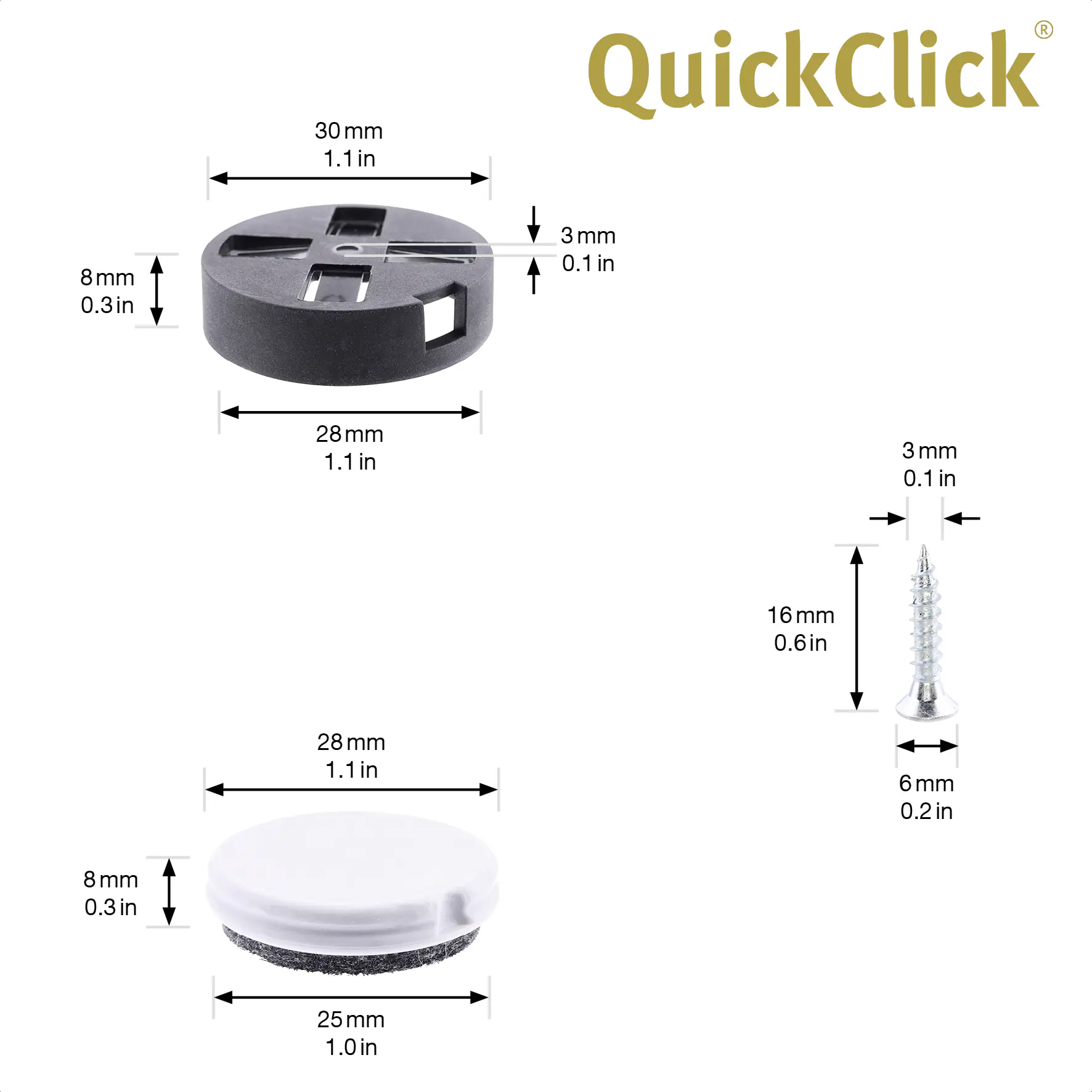 Wagner Höhenausgleicher für Möbel 2in1 schwarz weiß Ø 30 mm - 4 Stück Wagner Höhenausgleicher für Möbel 2in1 schwarz weiß Ø 30 mm - 4 Stück
