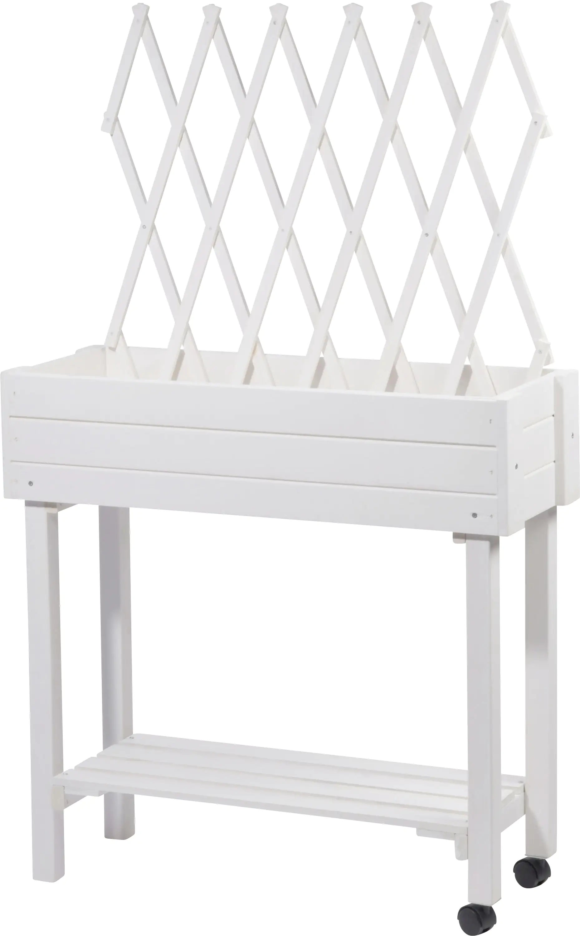 Dobar Rollbares Hochbeet mit Rankgitter weiß 79 x 28,5 x 130 cm