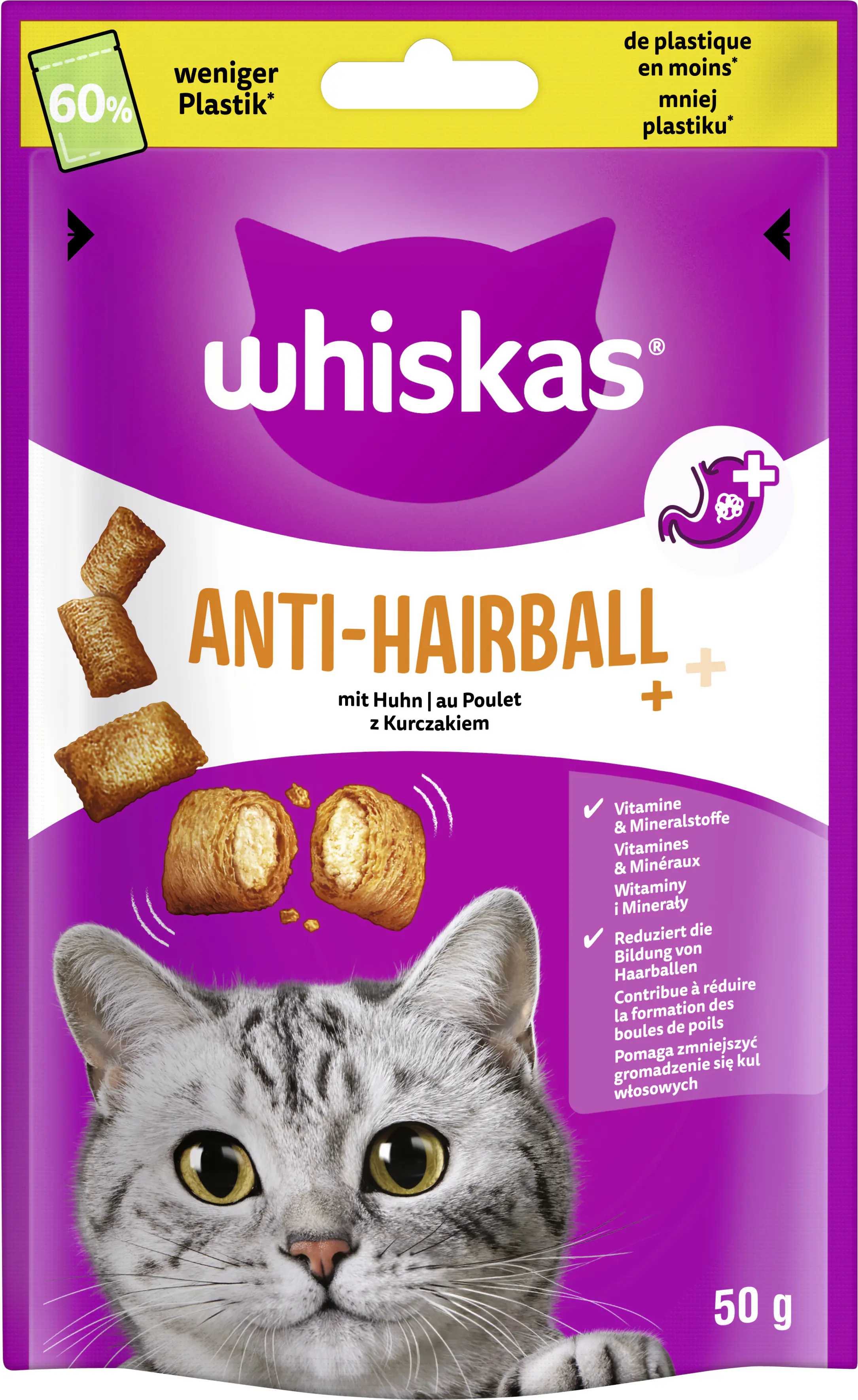 Whiskas Anti-Hairball Katzensnack 50 g Huhn