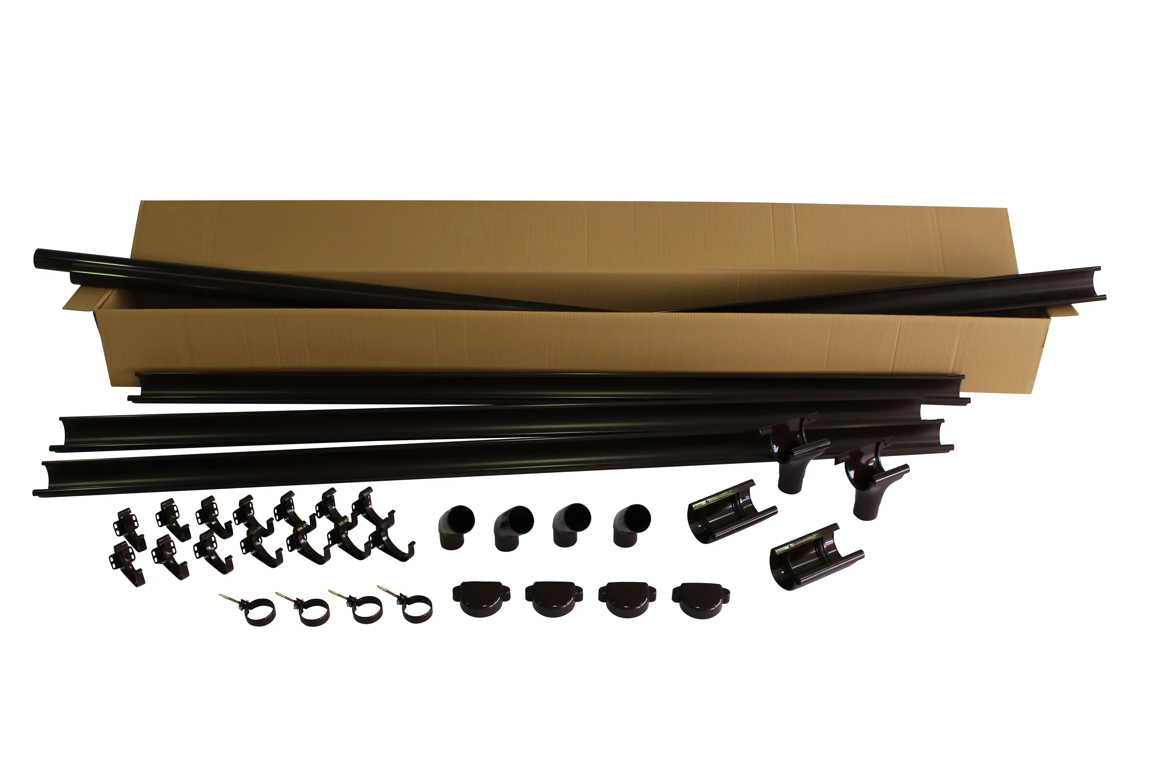 Marley Dachrinnen-Komplettset RG 75 für Block- und Gartenhäuser bis 4 m braun Marley Dachrinnen-Komplettset RG 75 für Block- und Gartenhäuser bis 4 m braun