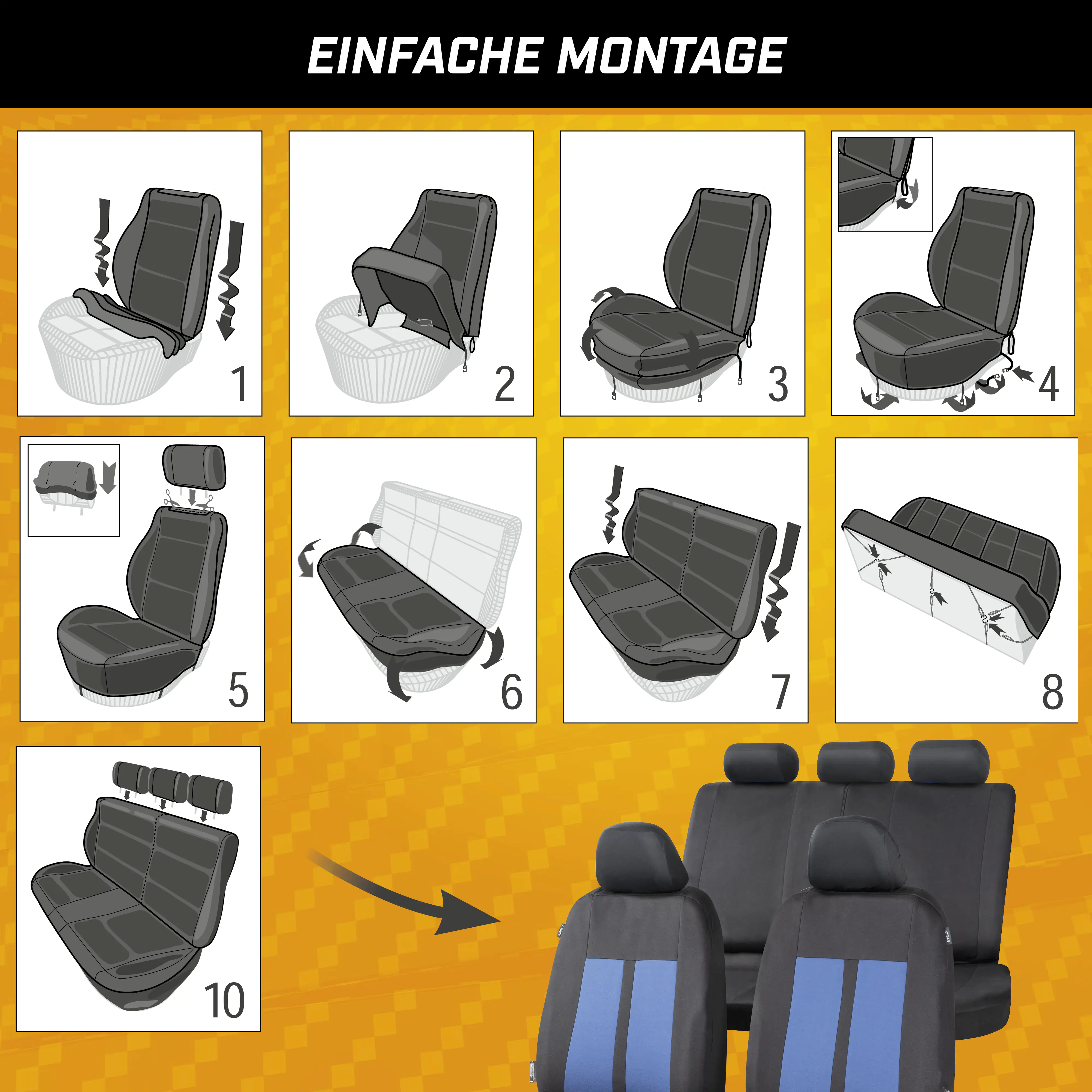 CarComfort Autositzbezug-Set Elphin schwarz-blau CarComfort Autositzbezug-Set Elphin schwarz-blau