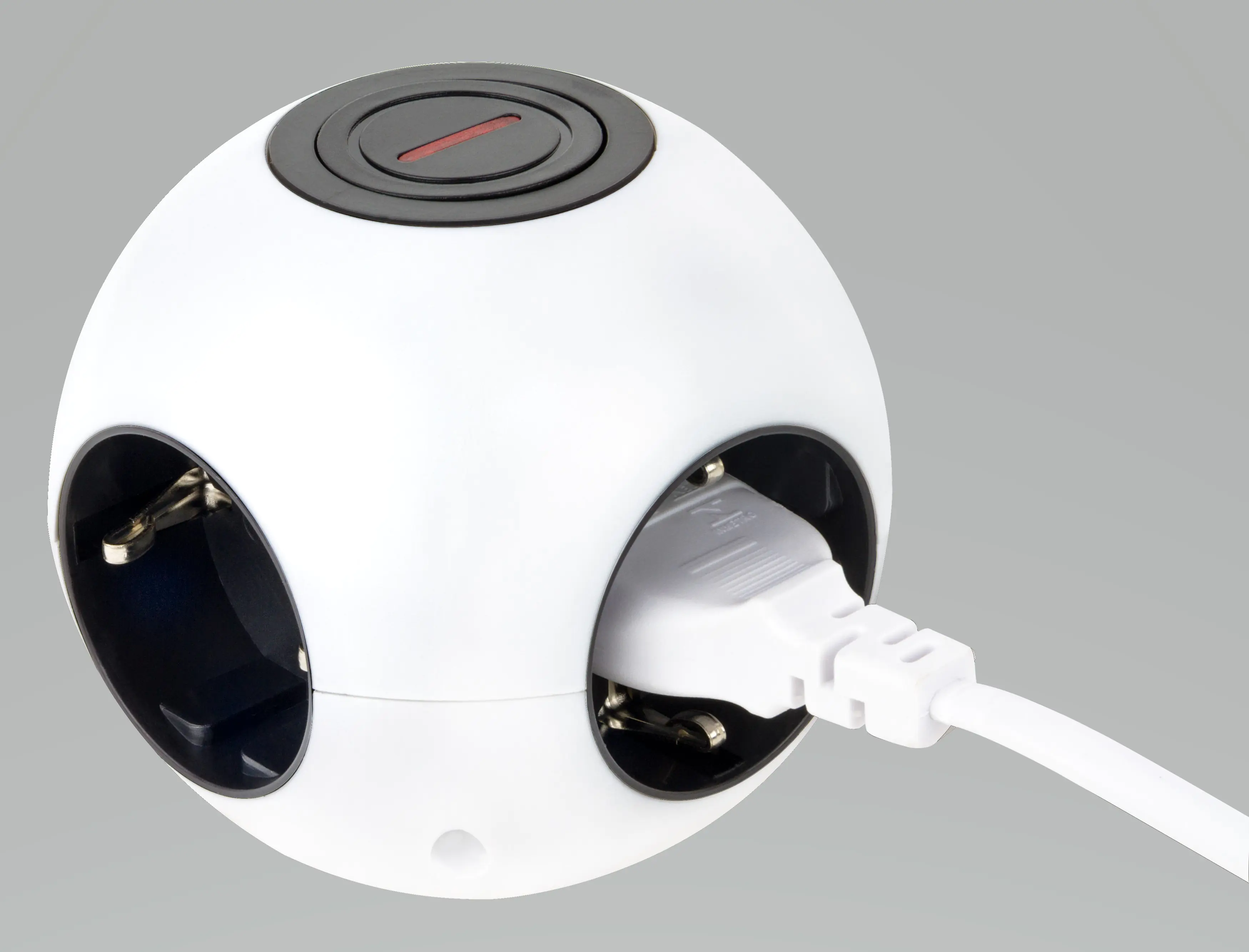 REV Steckdosenwürfel Powerglobe 4-fach mit Schalter weiß-schwarz