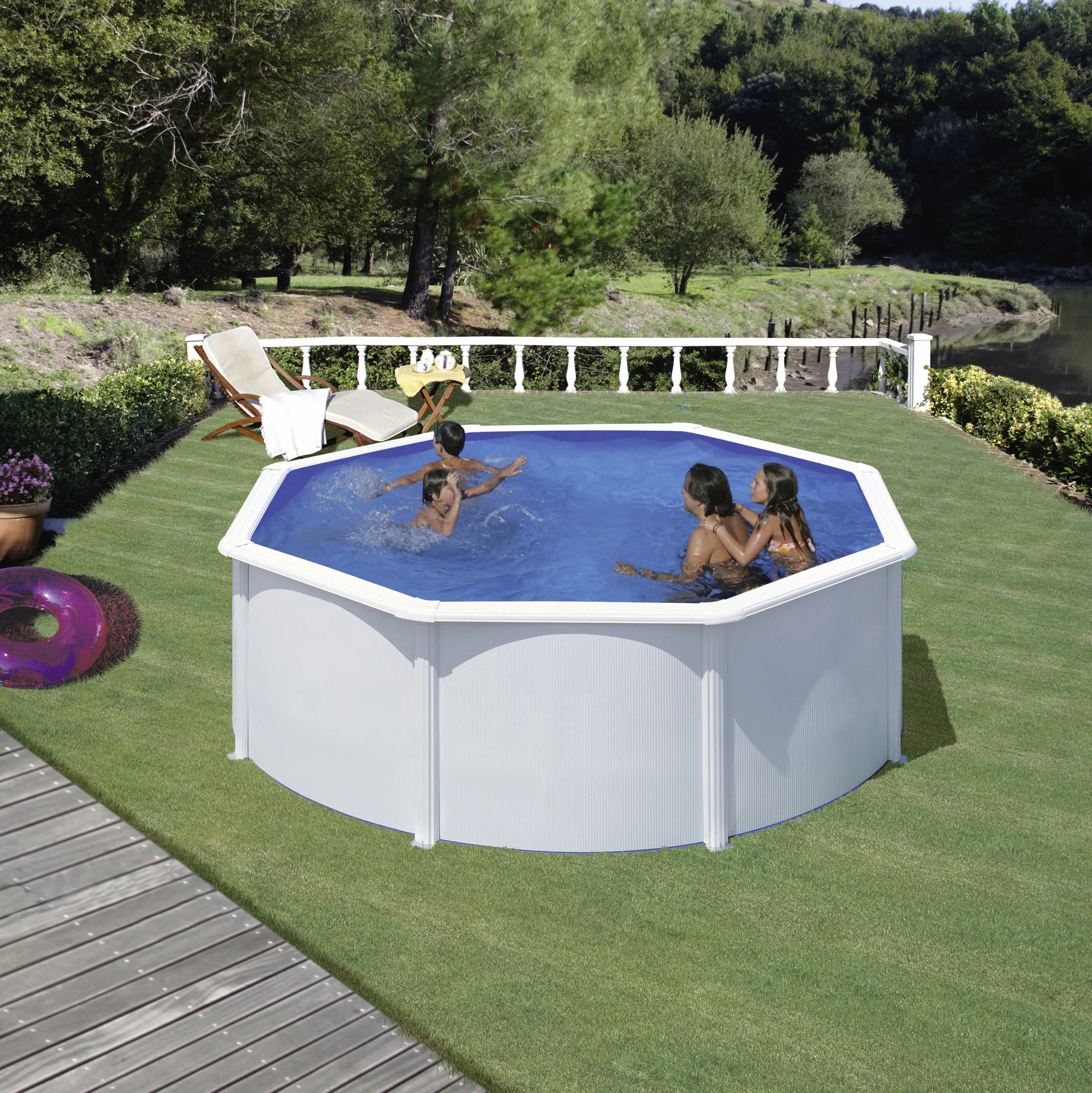 Gre Stahlwandpool Fidji Komplett-Set rund Ø 320 x 122 cm weiß