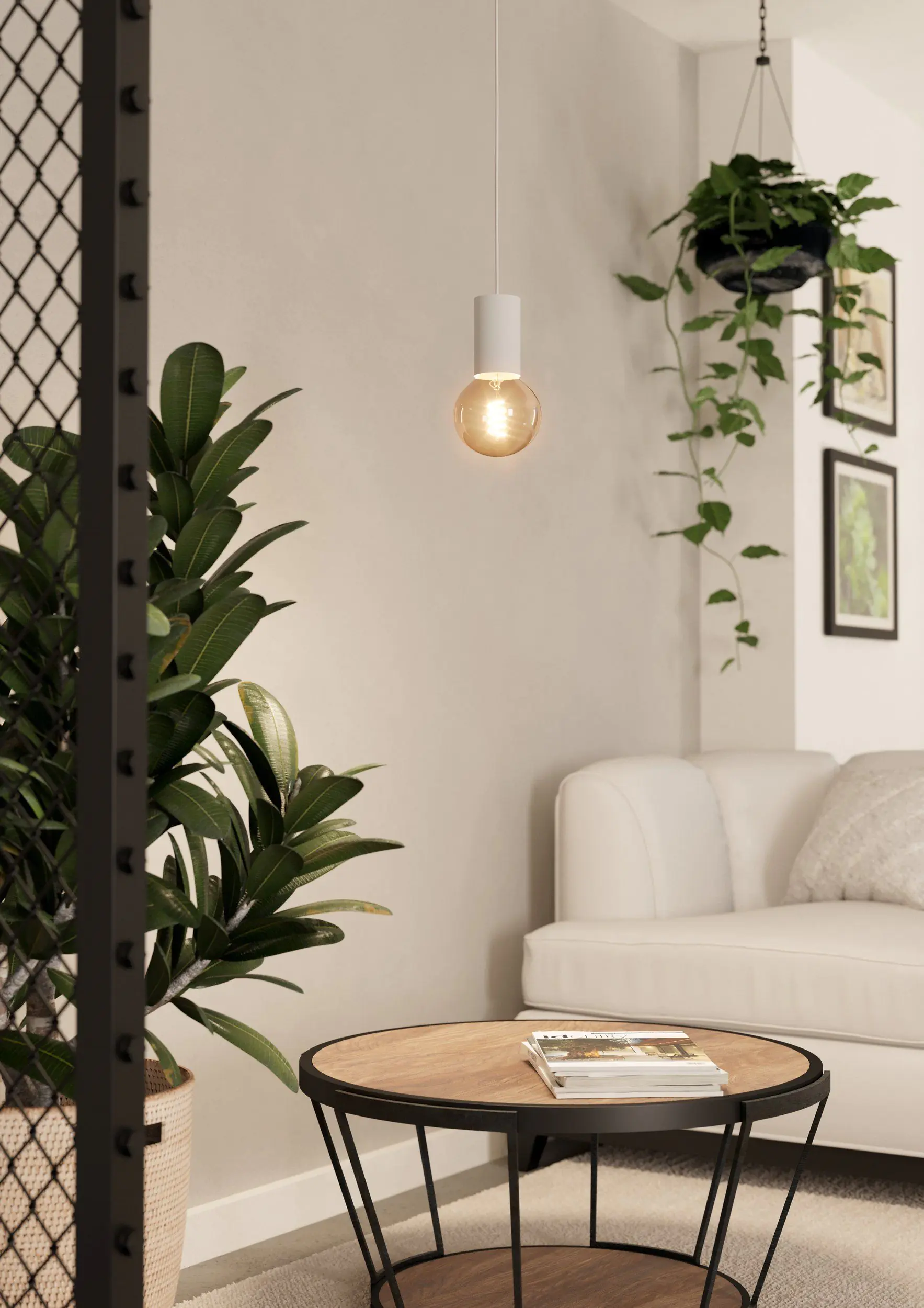 Eglo Hängeleuchte Pozueta 1 weiß 6,5 x 110 cm E27