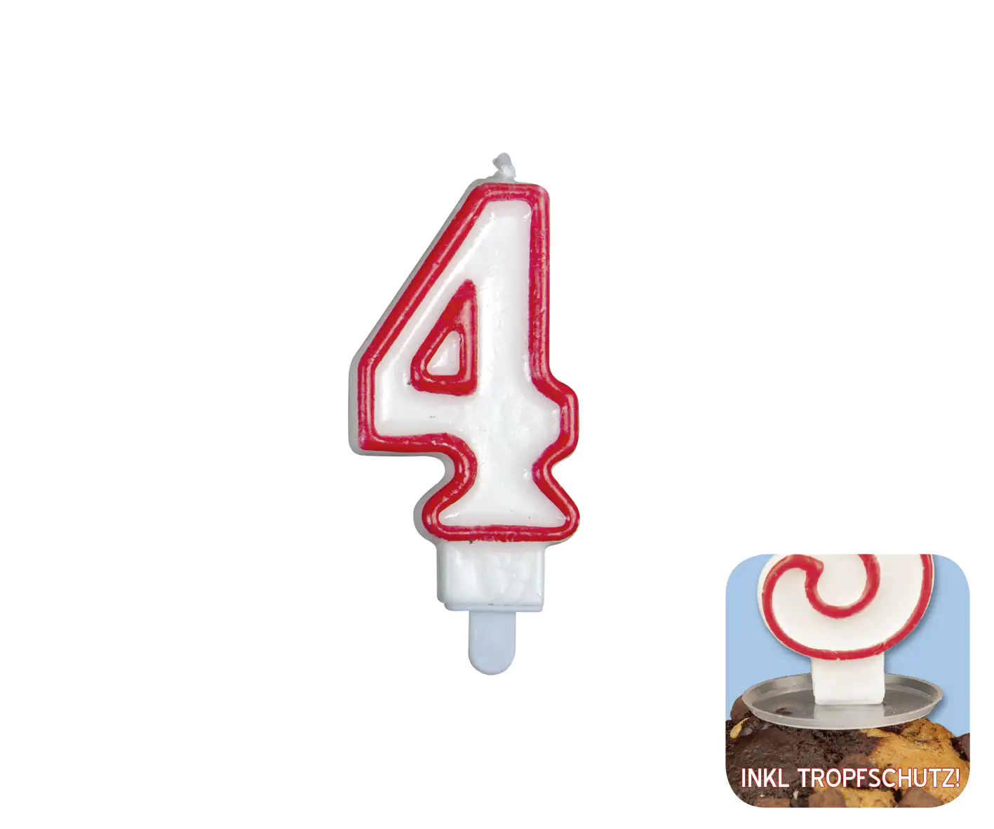 TIB Heyne Zahlengeburtstagskerze Zahl 4 1 Stück