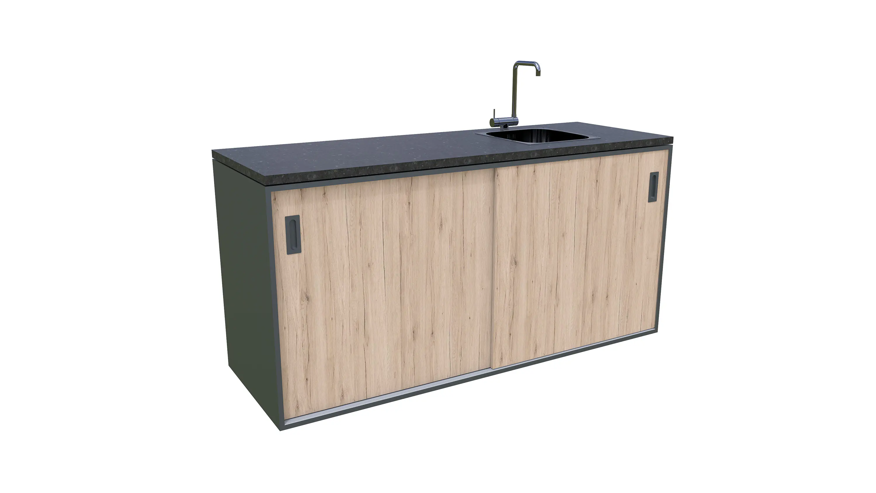 Bellano Living Element für Outdoorküchen inkl. Spüle rechts mit 2 Türen eiche granit