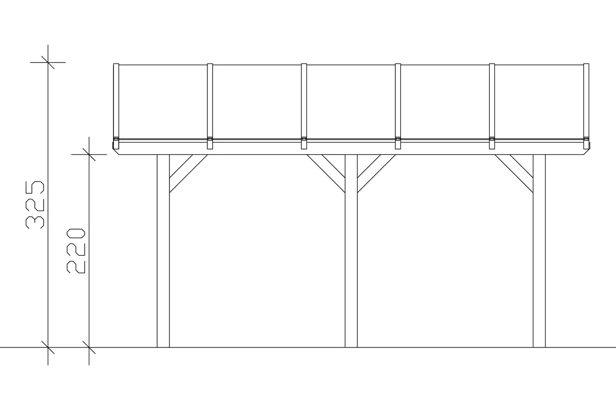 SKAN HOLZ Bogendach-Carport Franken 635 x 541 cm, lasiert in Schiefergrau