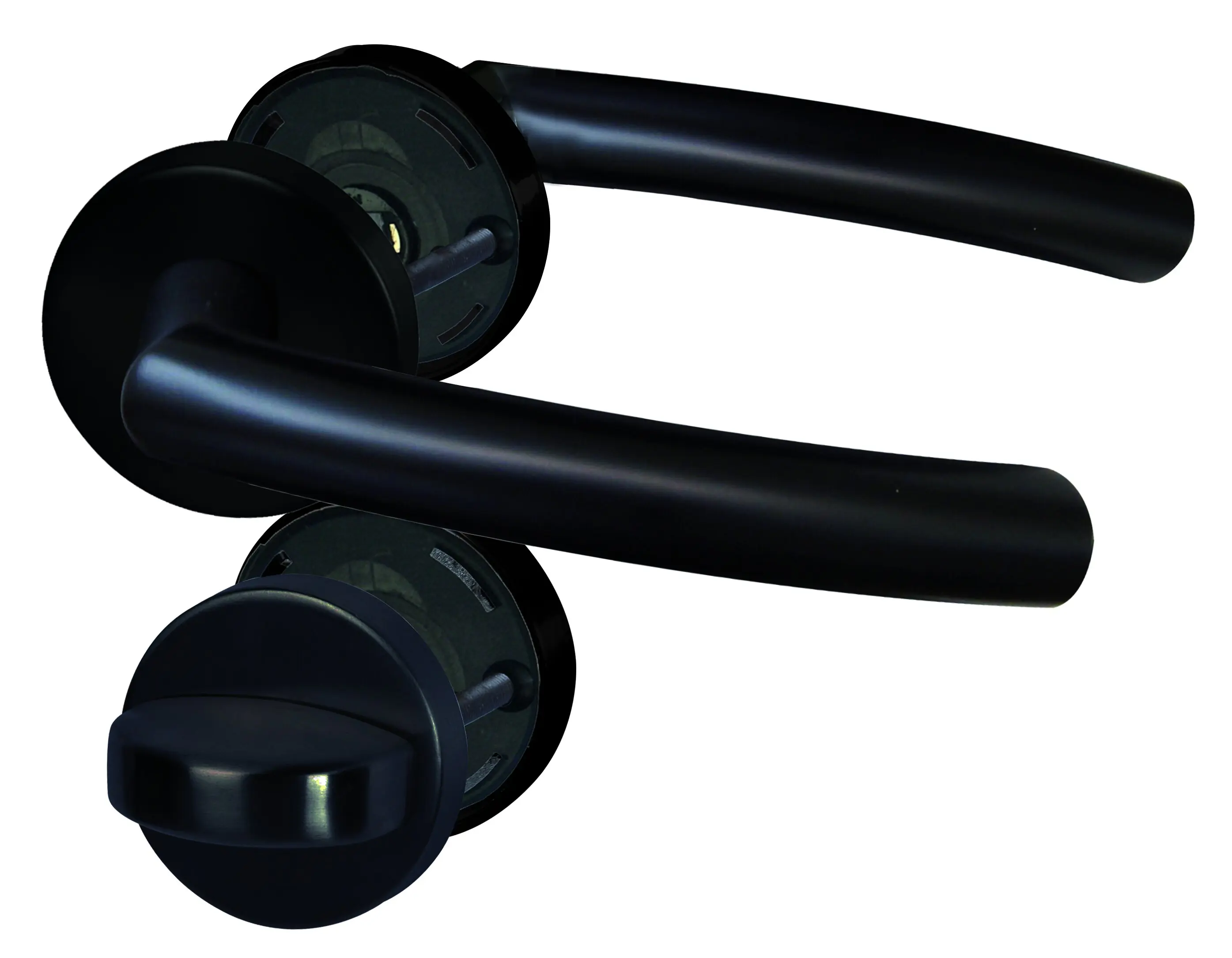 Alpertec Rosettengarnitur Fair II Edelstahl schwarz Ø 5,2 cm mit Sperrriegel