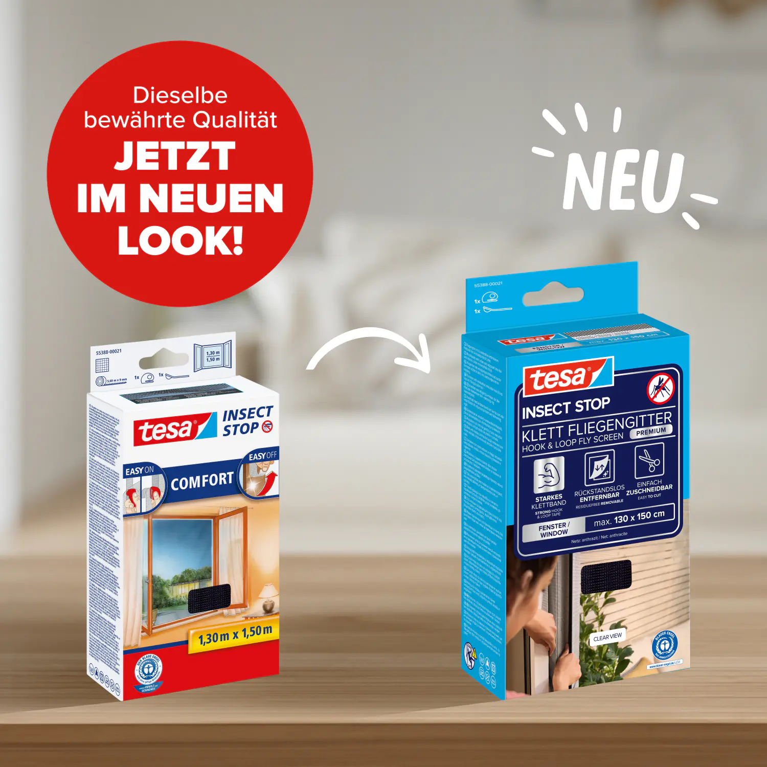 tesa Insektenschutz-Fenster COMFORT 130 x 150 cm anthrazit