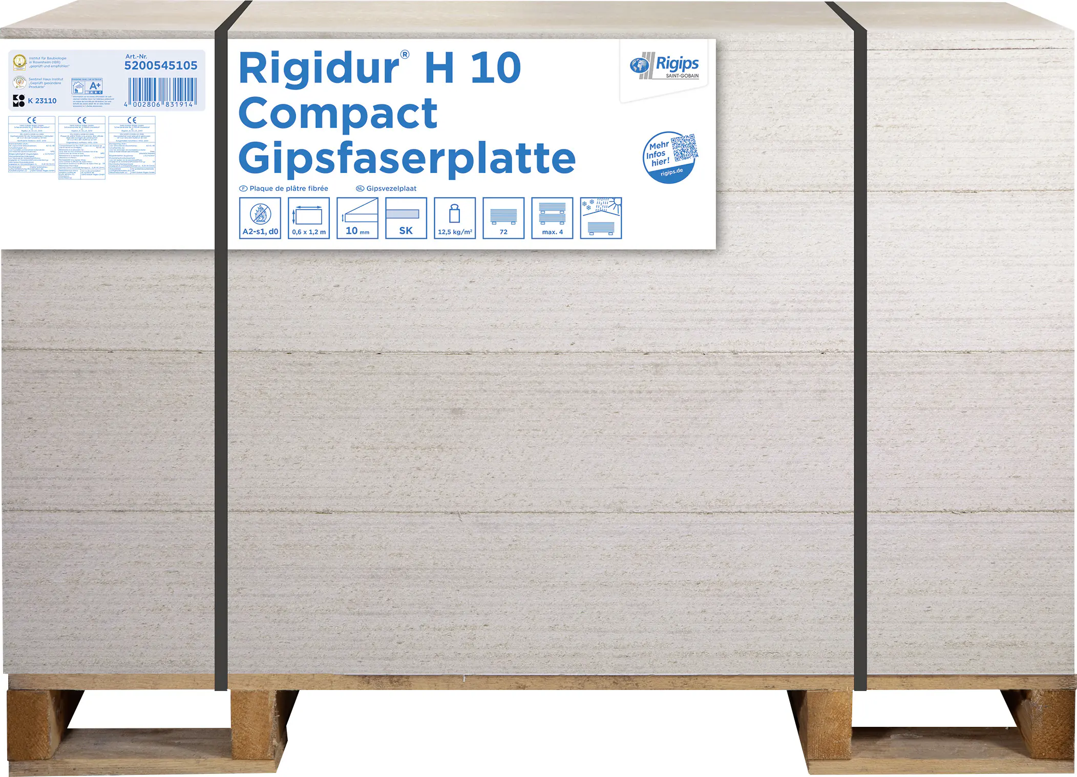 Rigidur Gipsfaserplatte Compact 120 x 60 cm 10 mm