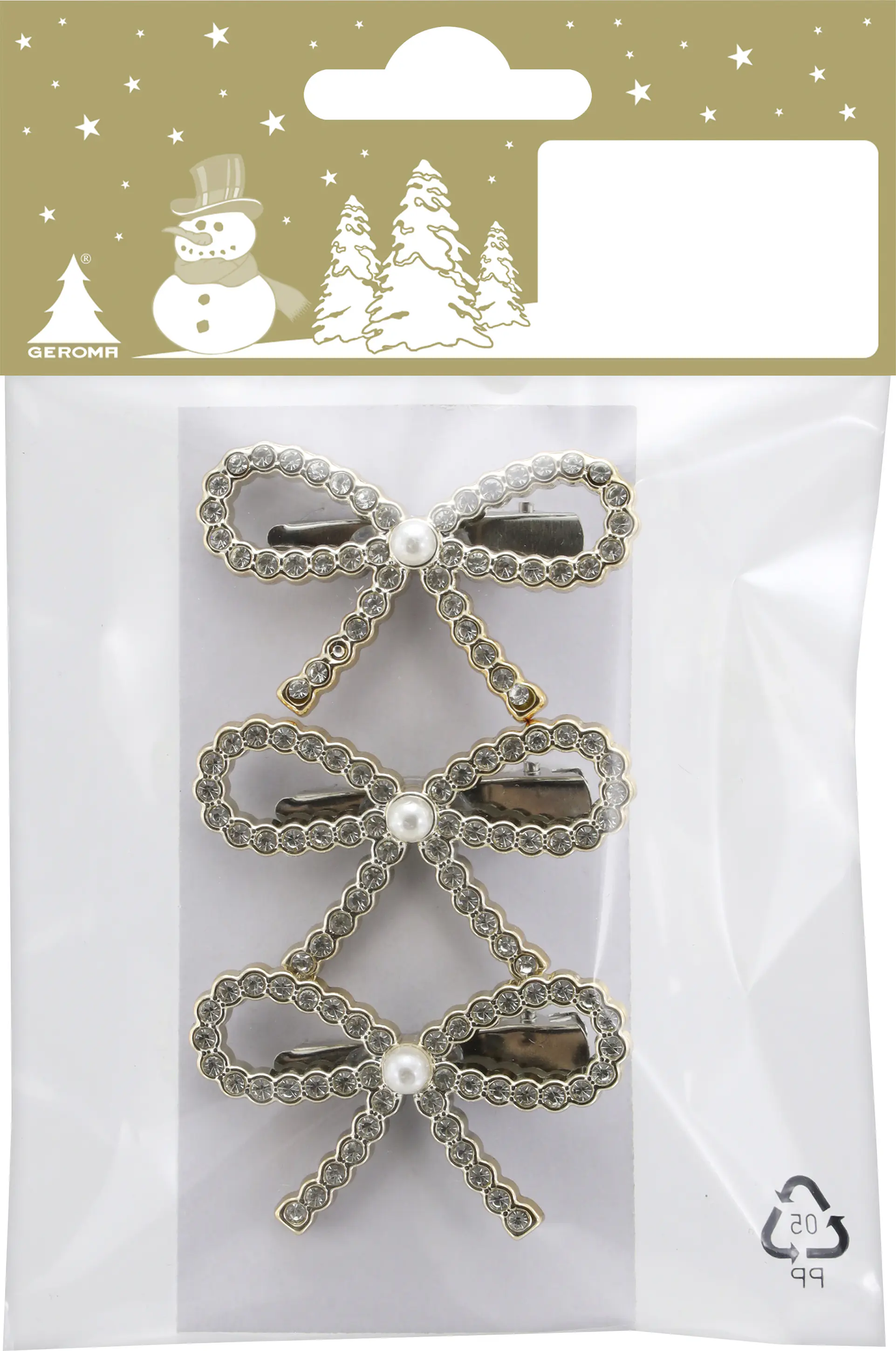 Weihnachtsdeko Schleife aus Kunststoff 4,7 x 3 cm gold - 3 Stück