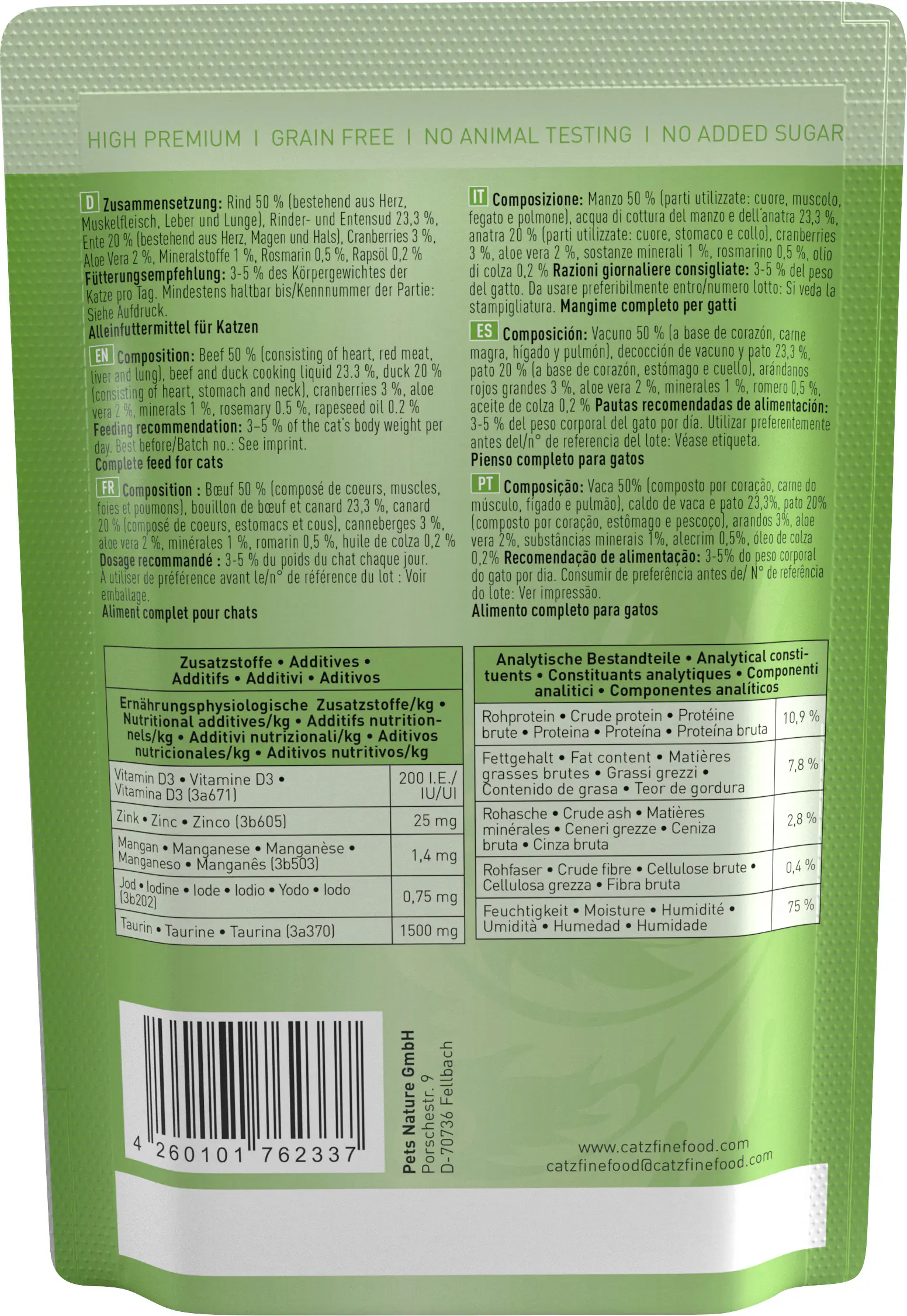 Catz Finefood Katzenfutter Classic No. 23 Rind & Ente 85 g