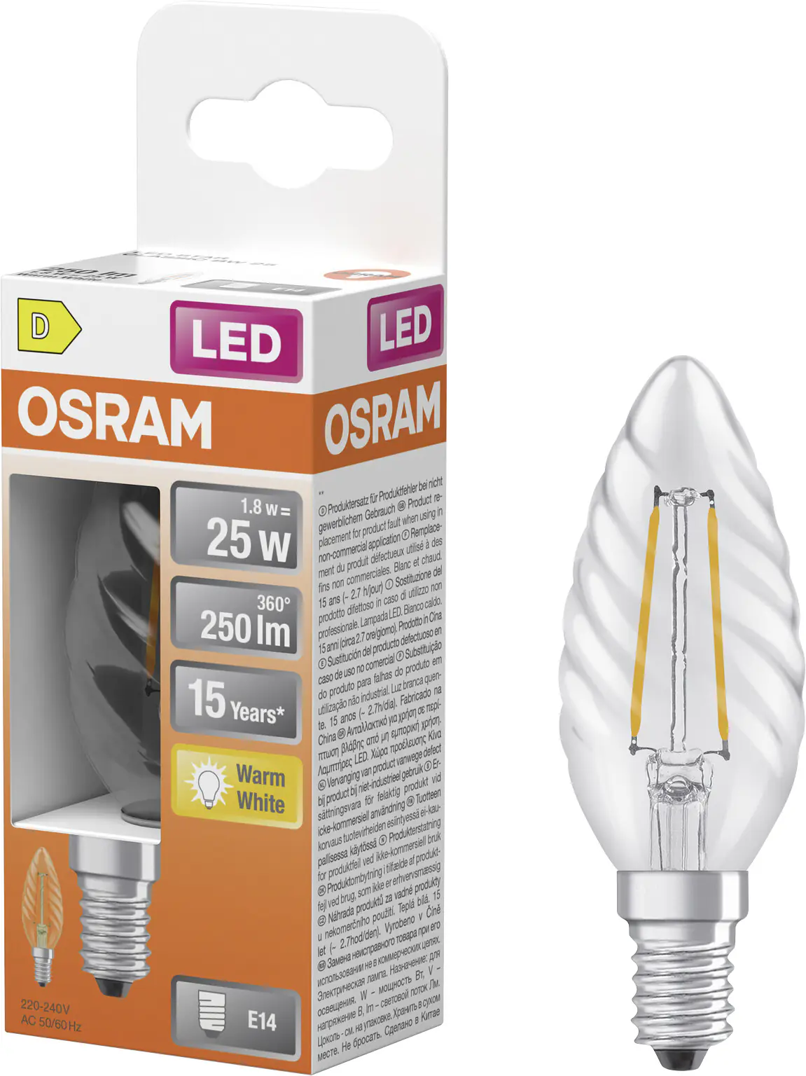 Osram LED Leuchtmittel Star Classic 1,8W klar E14 warmweiß Osram LED Leuchtmittel Star Classic 1,8W klar E14 warmweiß