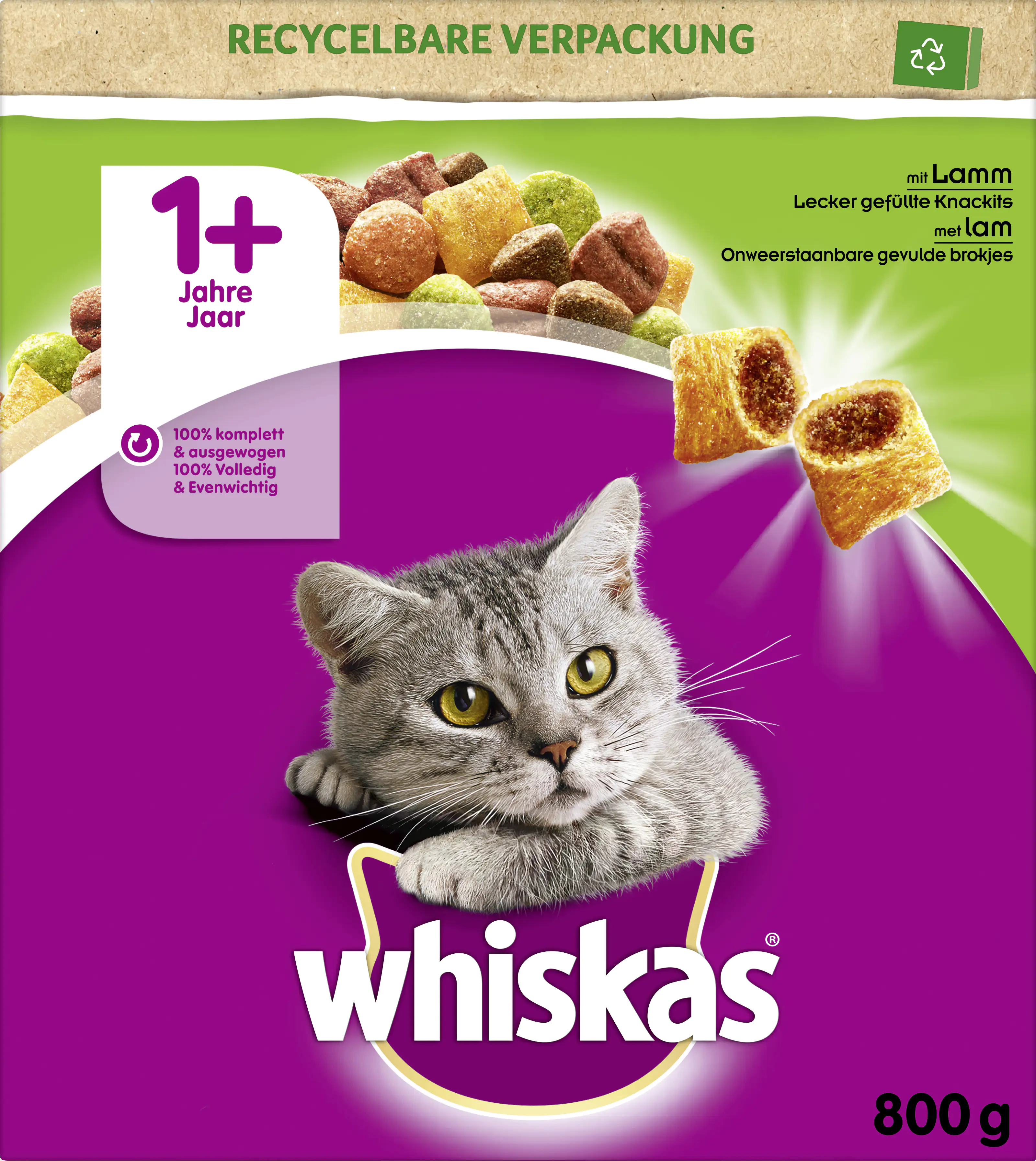 Whiskas Trockenfutter  1+ mit Lamm 800 g