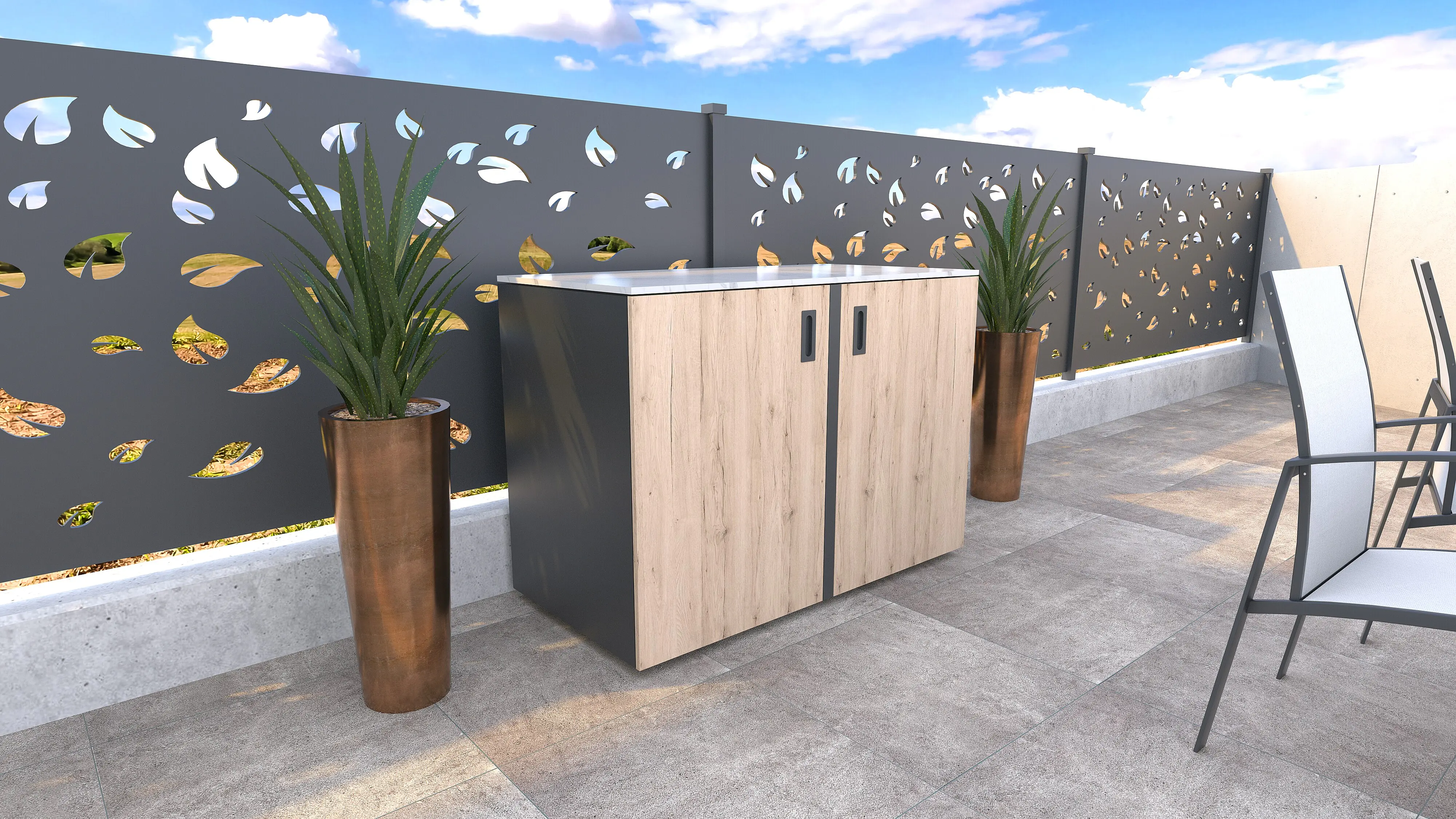 Bellano Living Eck Element für Outdoorküchen inkl. 2 Türen eiche