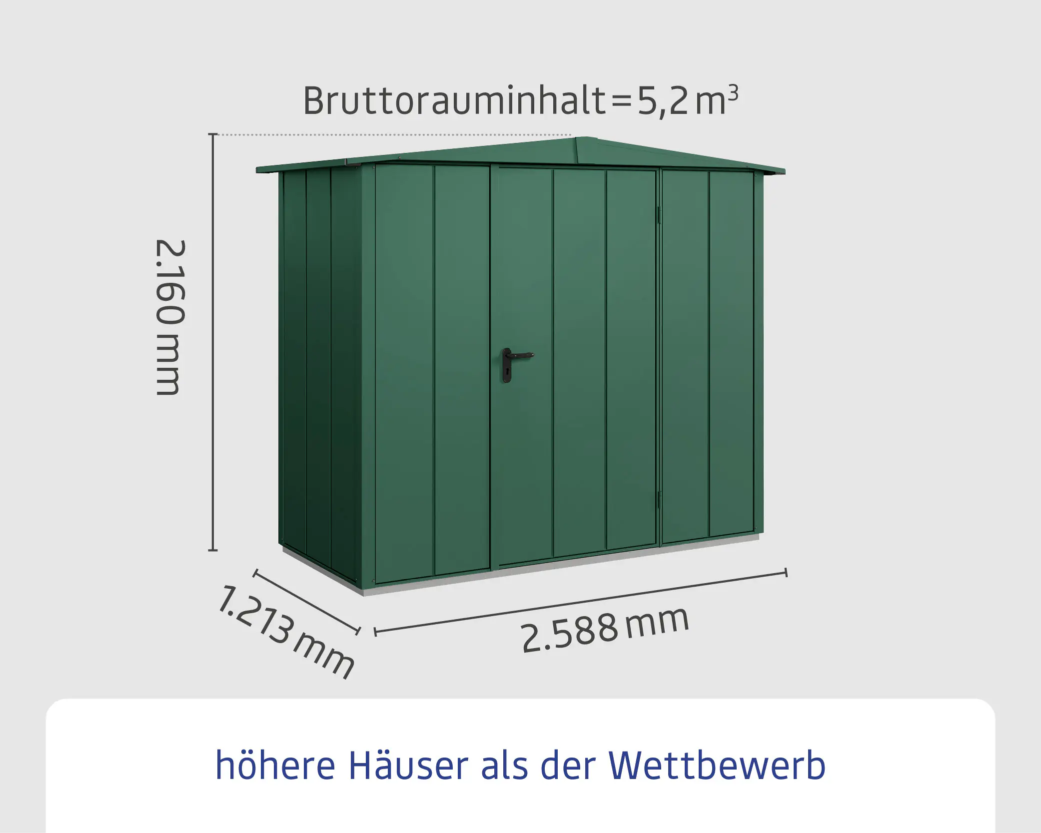 EcoStar Gerätehaus Elegant-S Typ 1 moosgrün 1 flg 258,8 x 121,3 x 216 cm EcoStar Gerätehaus Elegant-S Typ 1 moosgrün 1 flg 258,8 x 121,3 x 216 cm