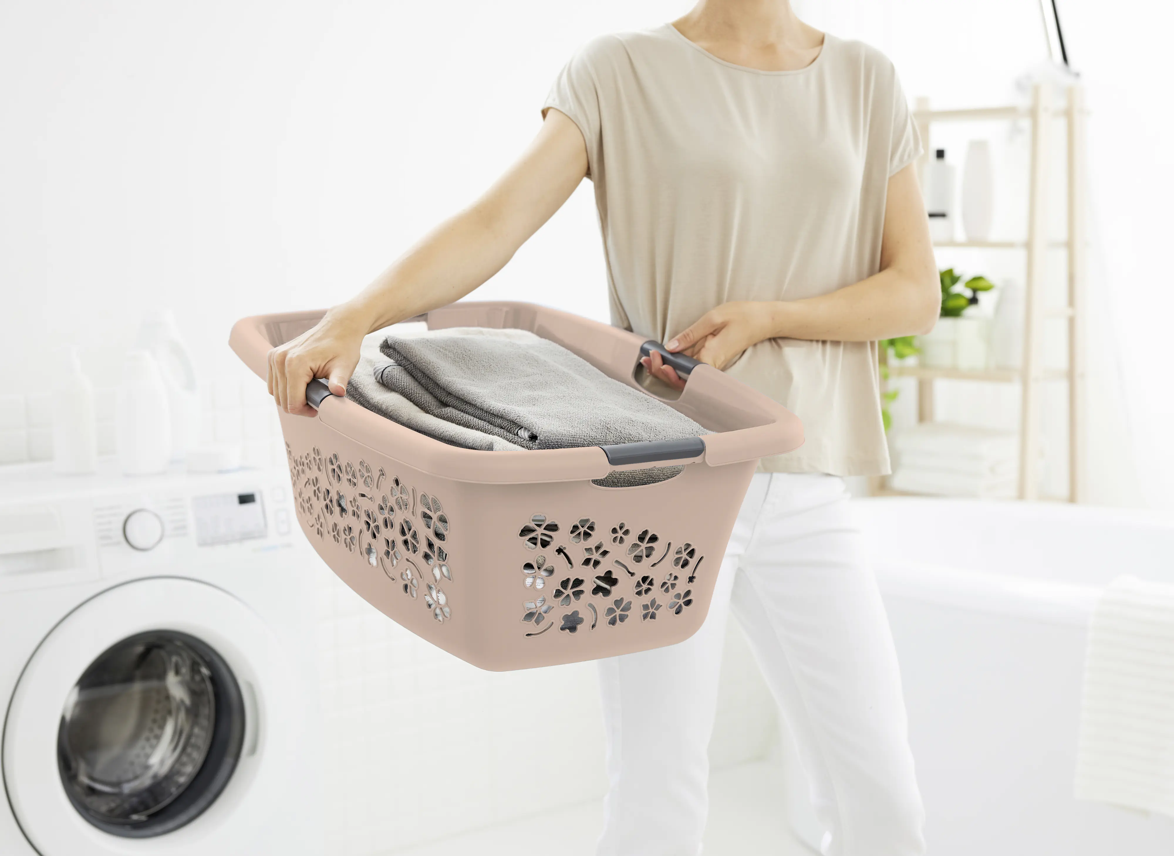 Rotho Wäschekorb Flowers 50 l meadow rose