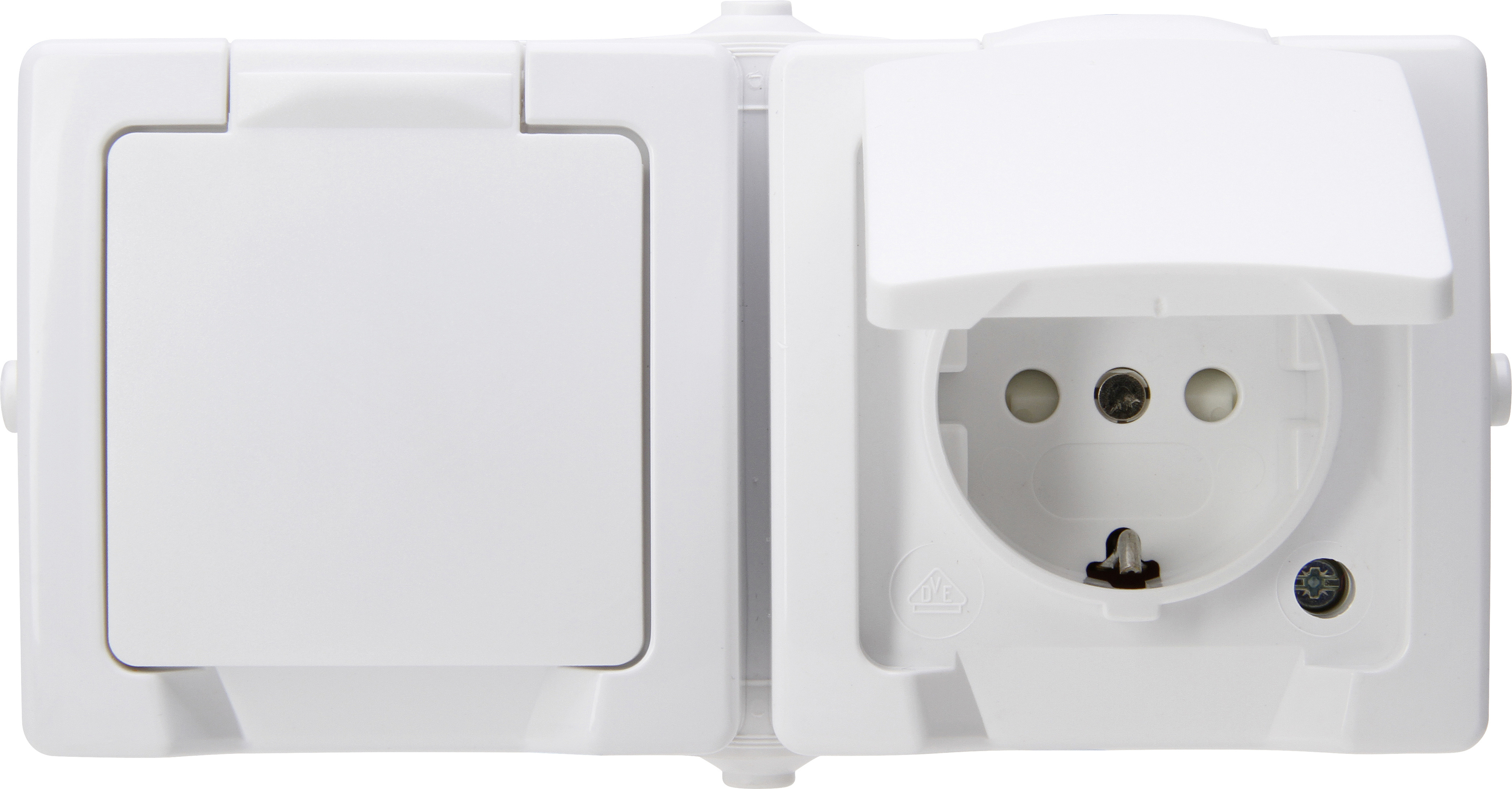 Kopp Feuchtraum-Steckdose Klappdeckel, 2-fach Nautic, arktisweiß,137002003