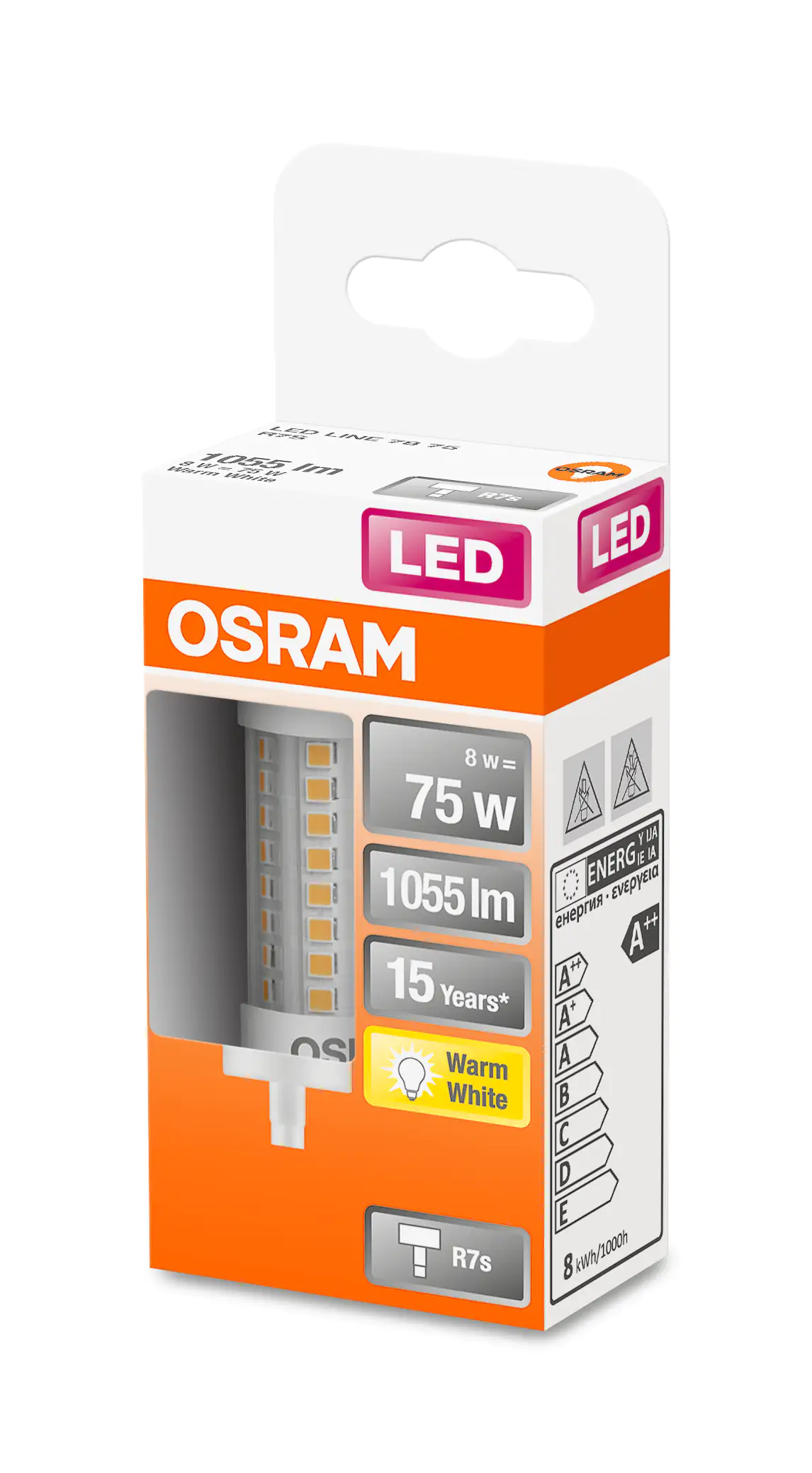 4058075432611 Osram LED Leuchtmittel Line 75 78cm R7s 8W warmweiß, klar