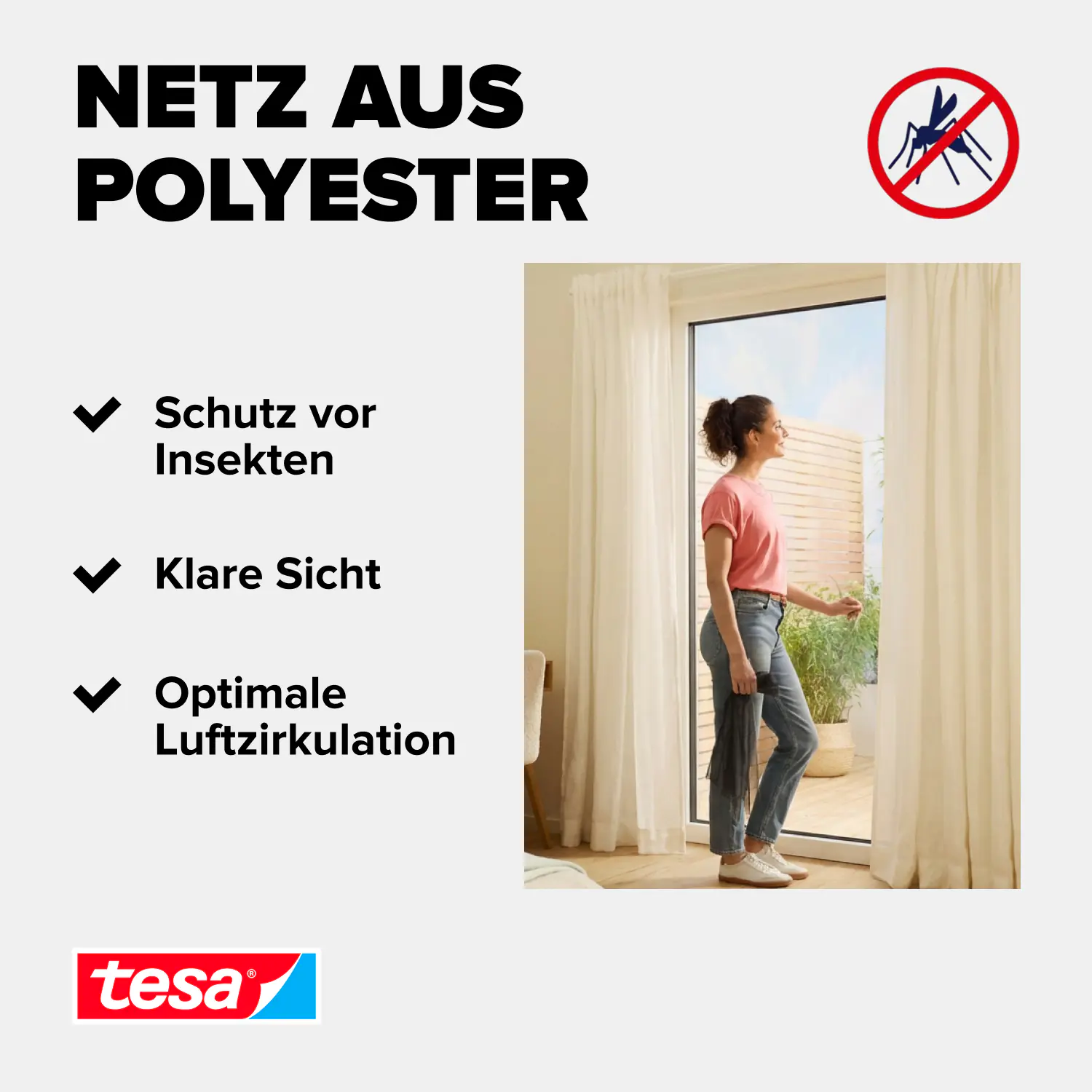 tesa Fliegenschutz-Fenster Comfort 120 x 240 cm anthrazit kürzbar