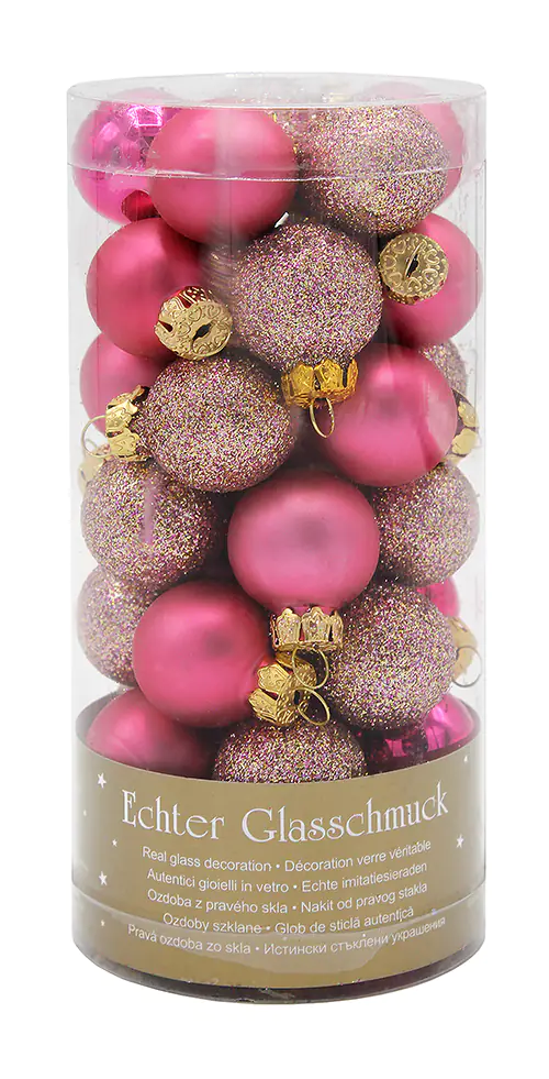 Weihnachtskugeln Ø 2 cm Glas rosa 35 Stück