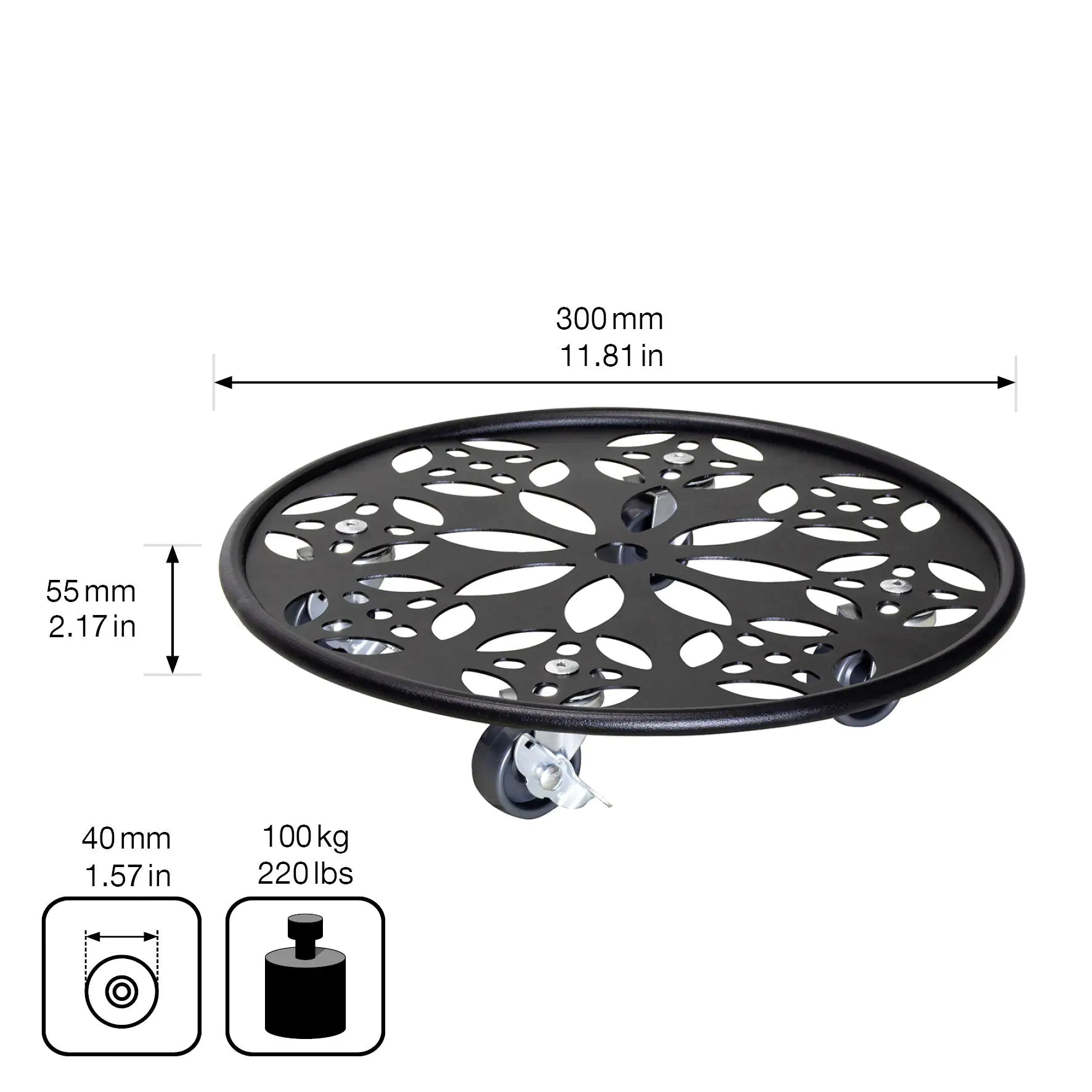 WAGNER Pflanzenroller Stahl rund Ø 30 cm Tragkraft bis max. 100 kg WAGNER Pflanzenroller Stahl rund Ø 30 cm Tragkraft bis max. 100 kg