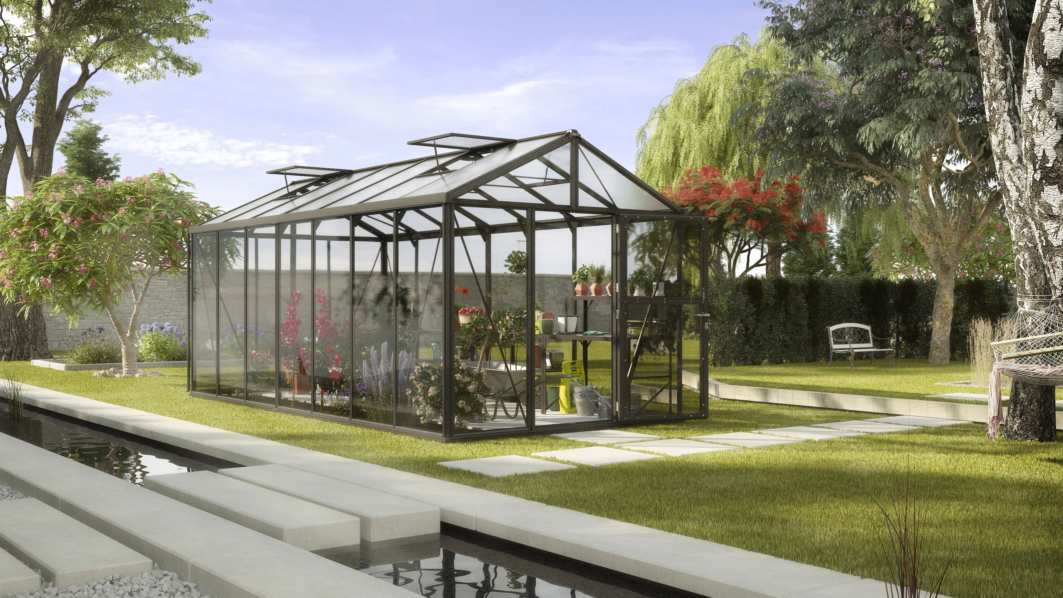 Vitavia Gewächshaus-Set Zeus 13800 ESG/HKP schwarz 266 x 547 cm 