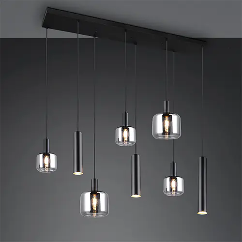 Trio Pendelleuchte Mataro 118x34 cm schwarz matt E14 GU10