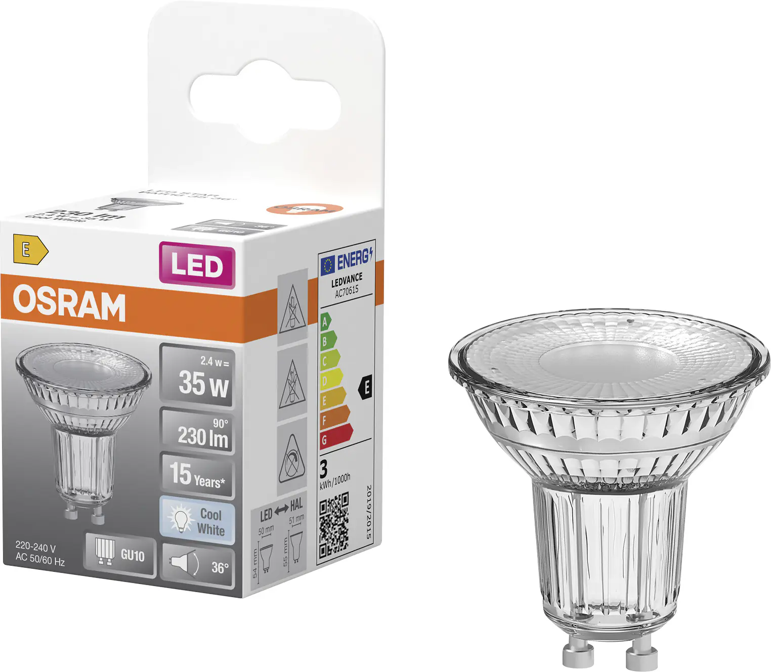 Osram LED Leuchtmittel GU10 Star PAR16 36° 2,4W kaltweiß