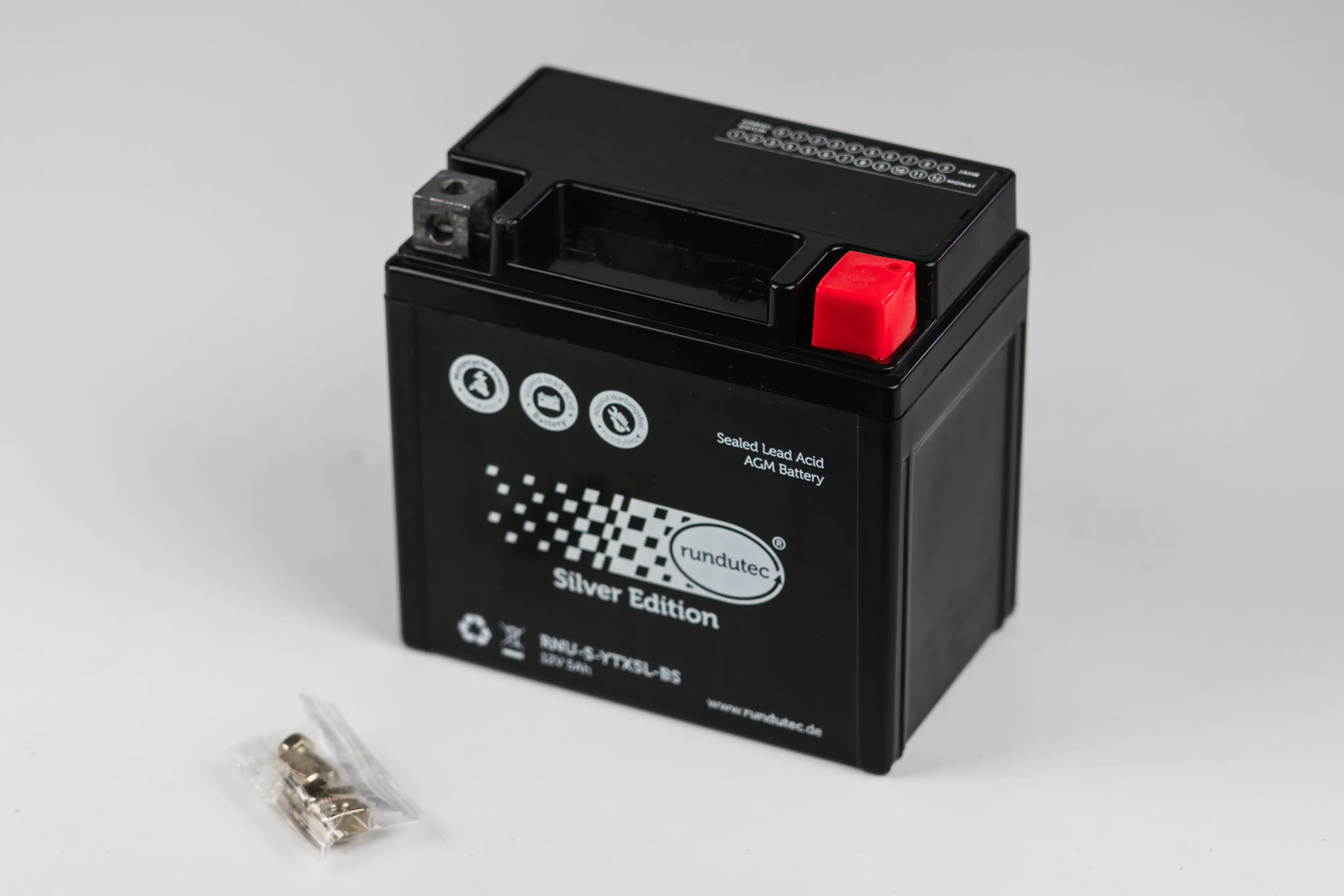 rundutec Motorradbatterie S-YTX5L-BS Silver Edition 12V 5Ah
