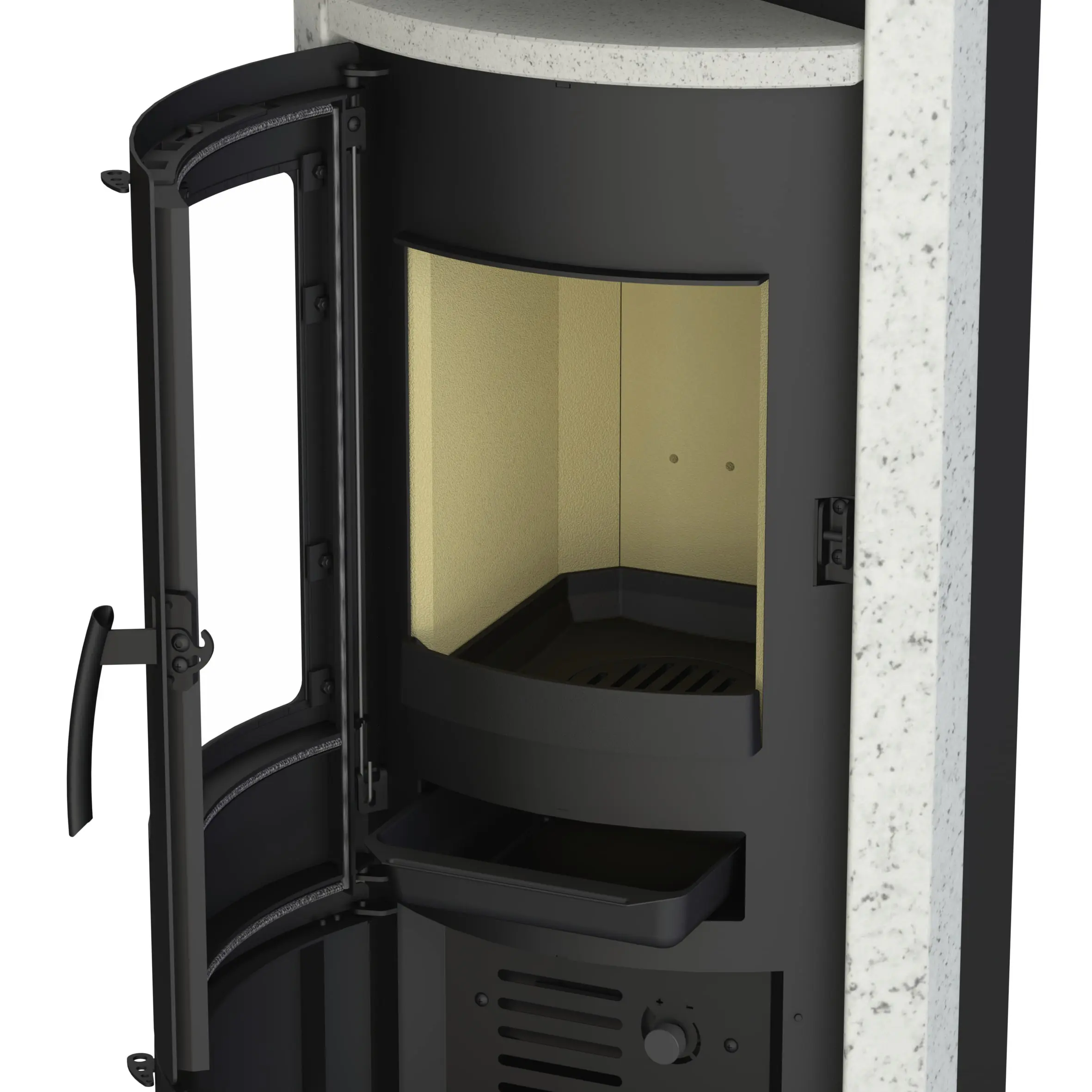 Thermia Kaminofen Cumulus Kalkstein Stahl schwarz 7 kW Dauerbrandofen