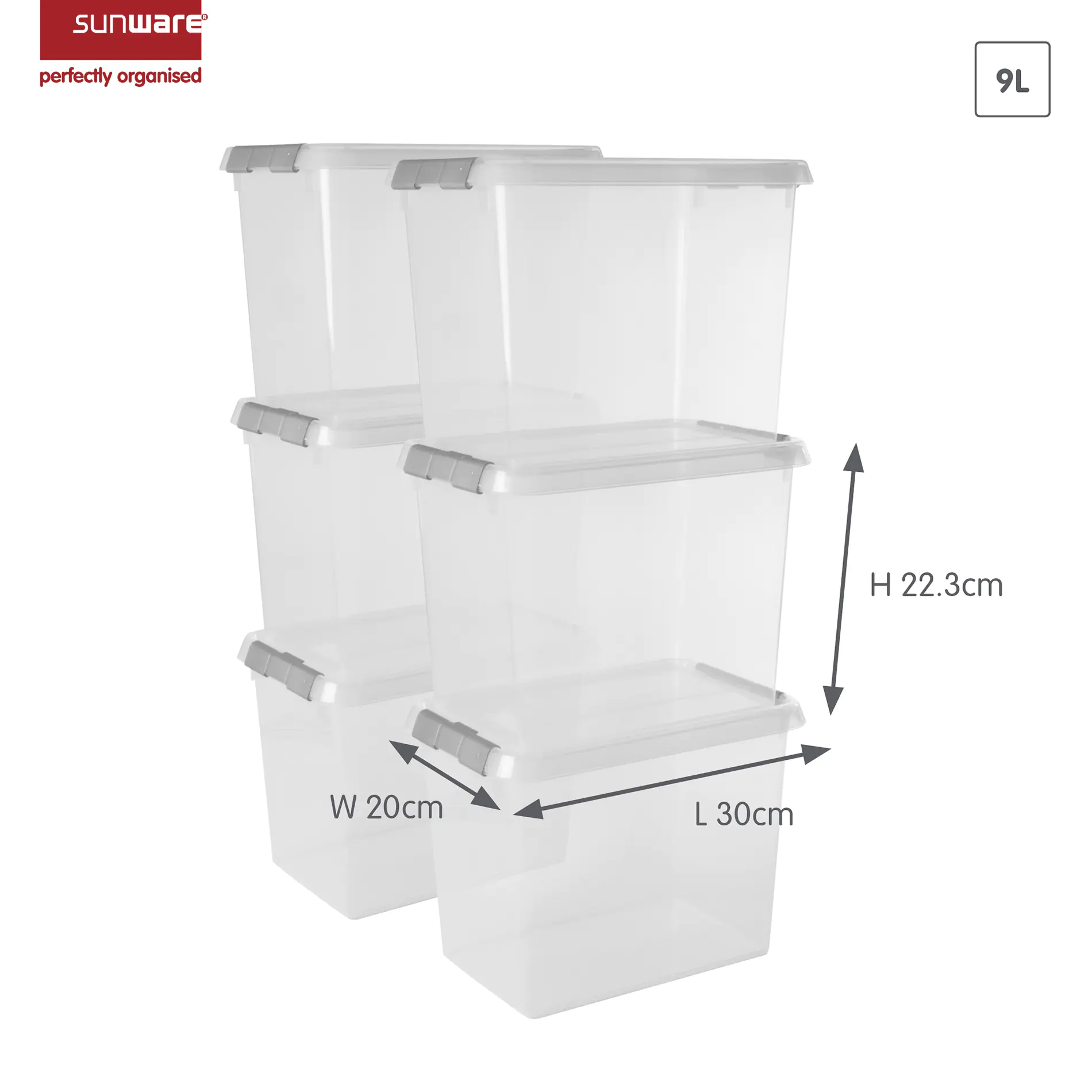 Sunware Comfort line Aufbewahrungsbox 6er-Set für 9L transparent metallfarbig