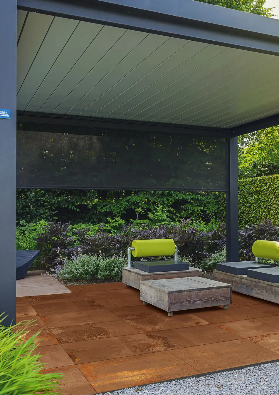 Terrassenplatte Feinsteinzeug Metallic 60 x 120 x 2 cm braun