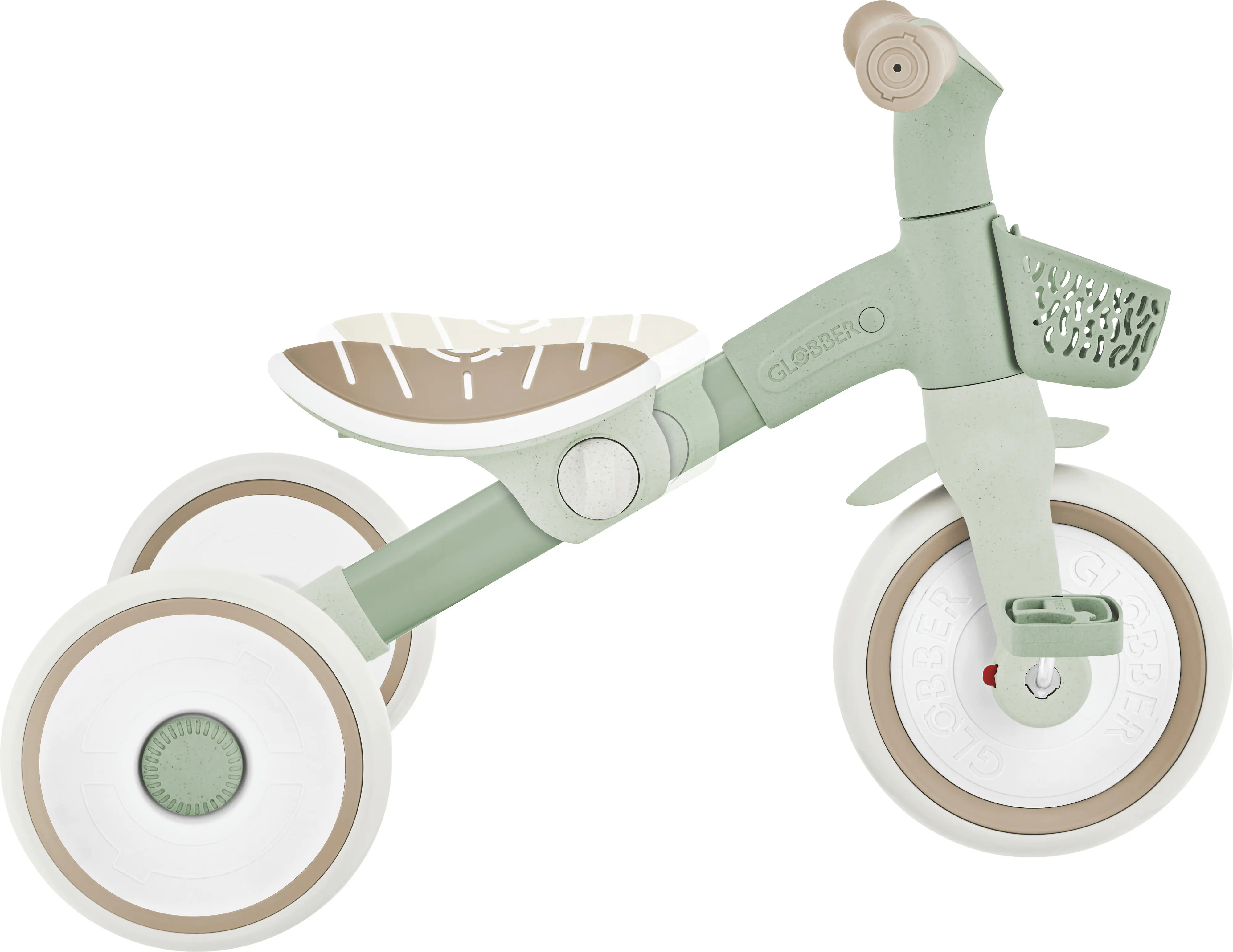 Globber Dreirad für Kinder Learning Trike 2-in-1 Plus Eco salbeigrün