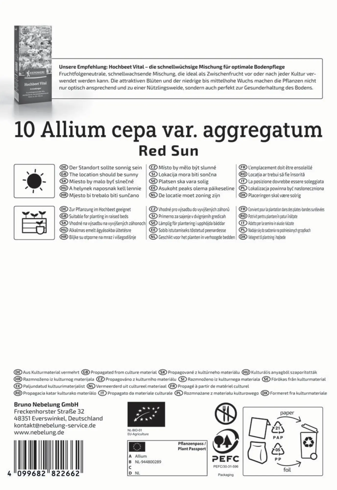 Kiepenkerl Profi-Line Bio Steckzwiebel Schalotte Red Sun Gr. 7/15, 10 Stück