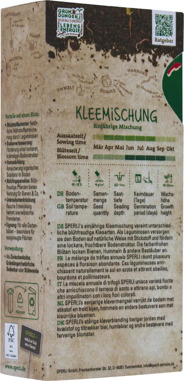 Sperli Saatgut Kleemischung Bodenkur für ca. 60 m²
