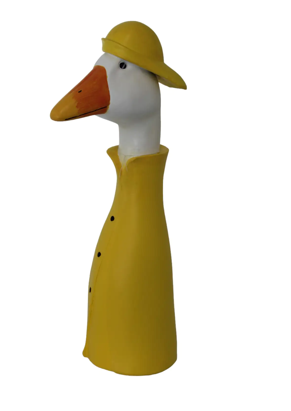 Figur Gänsekopf mit Regenmantel Polyresin 60 x 13 x 25 cm weiß, gelb 