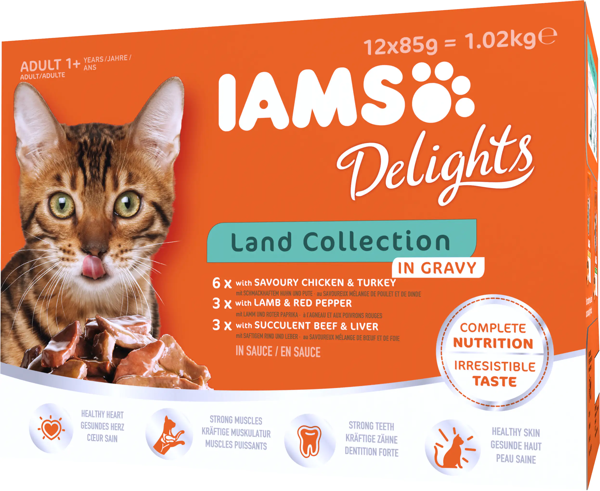 Iams Delights Katzennassfutter Land Collection in Sauce 12 x 85 g