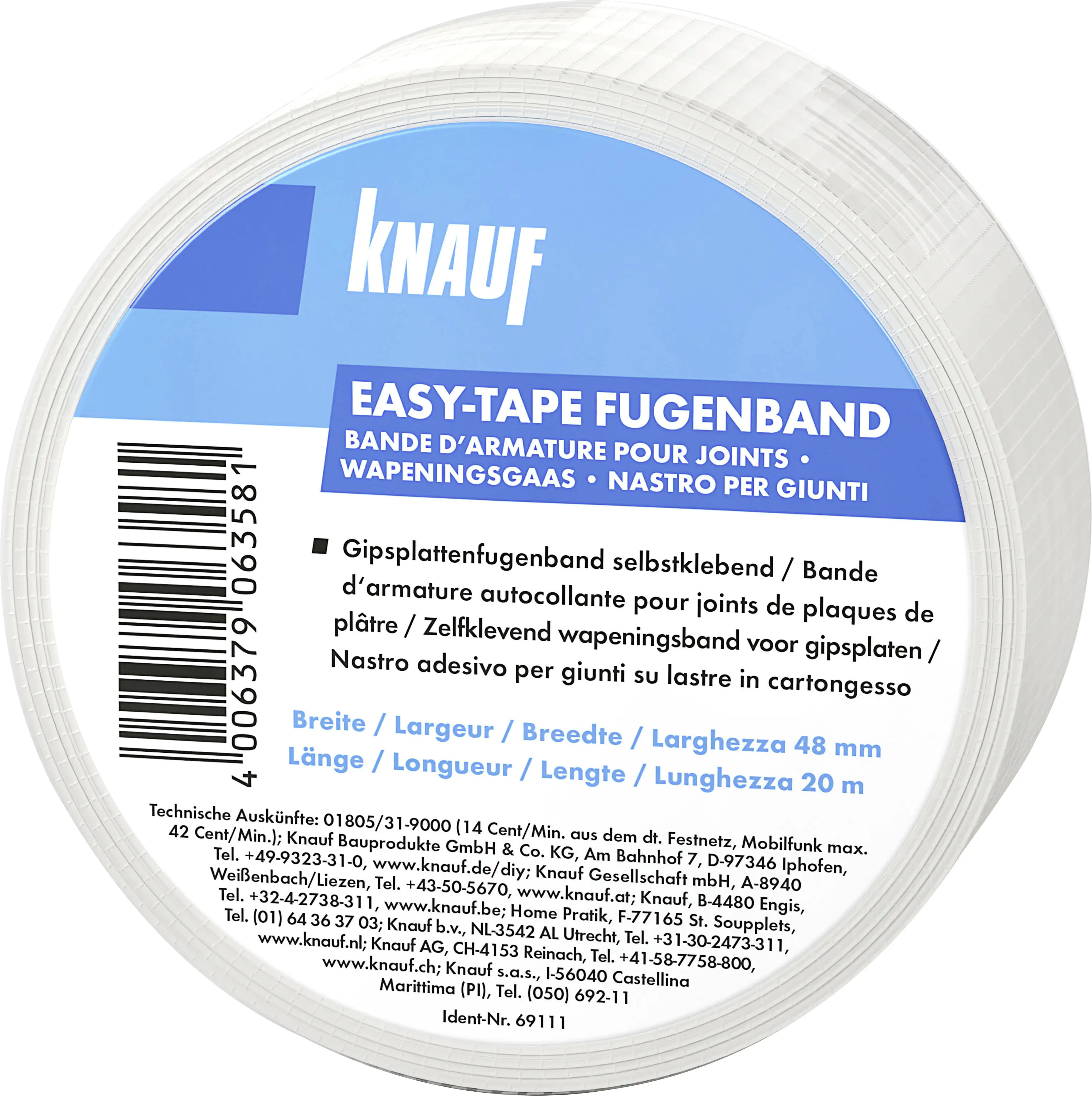 Knauf Gipsfaser-Fugenband easy-tape 20 m x 48 mm Knauf Gipsfaser-Fugenband easy-tape 20 m x 48 mm