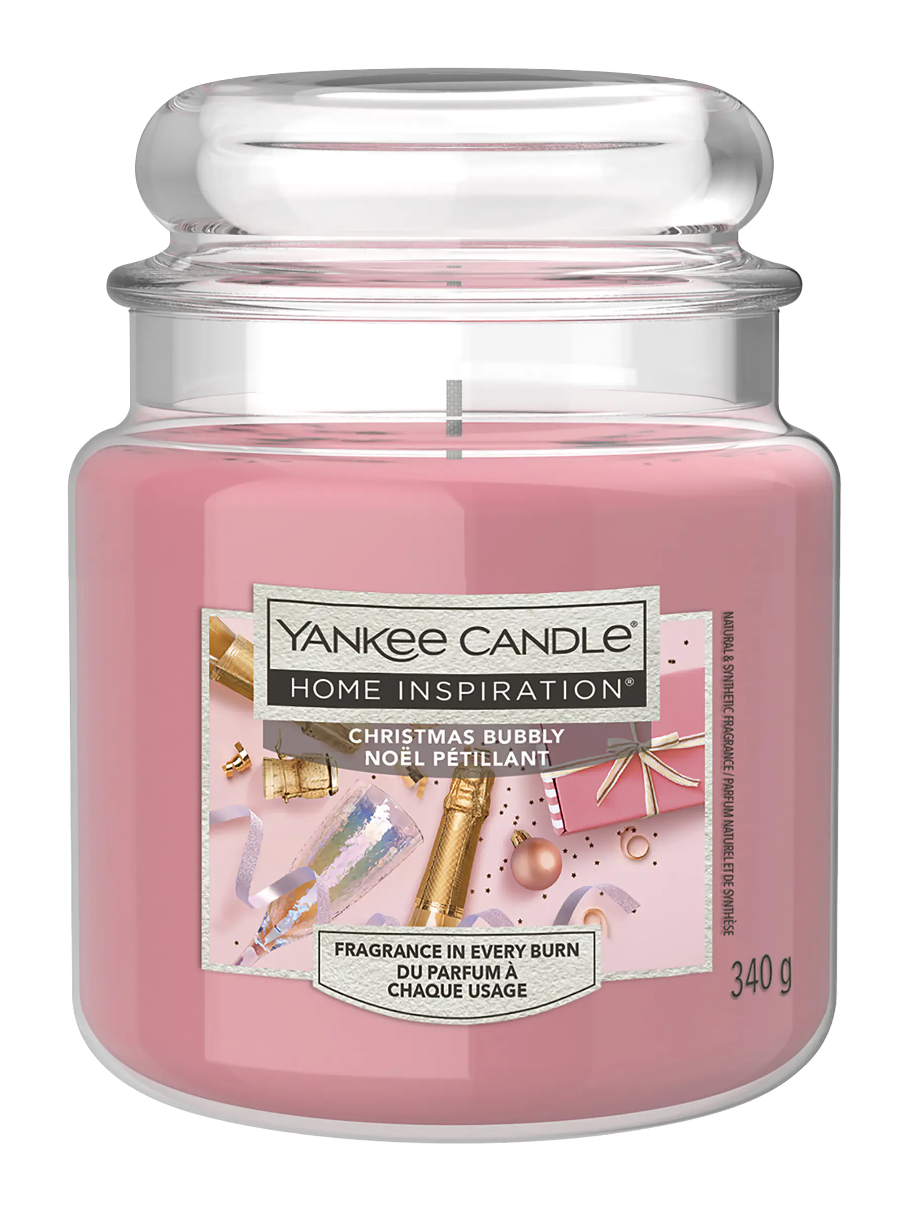 Yankee Candle Duftkerze Mittleres Glas Christmas Bubbly 340 g rosa