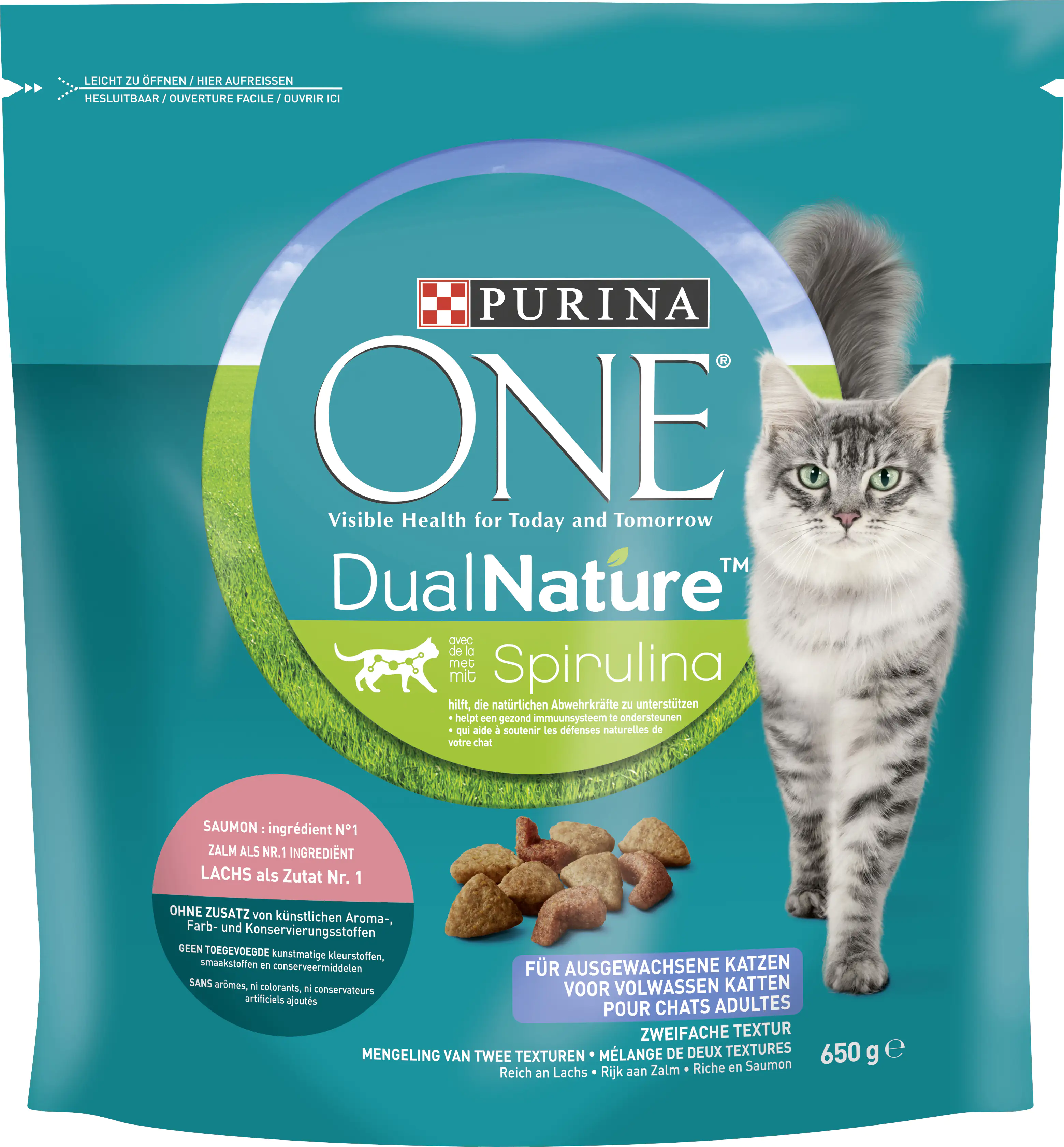 Purina One Katzenfutter DualNature mit Spirulina & Lachs 650 g