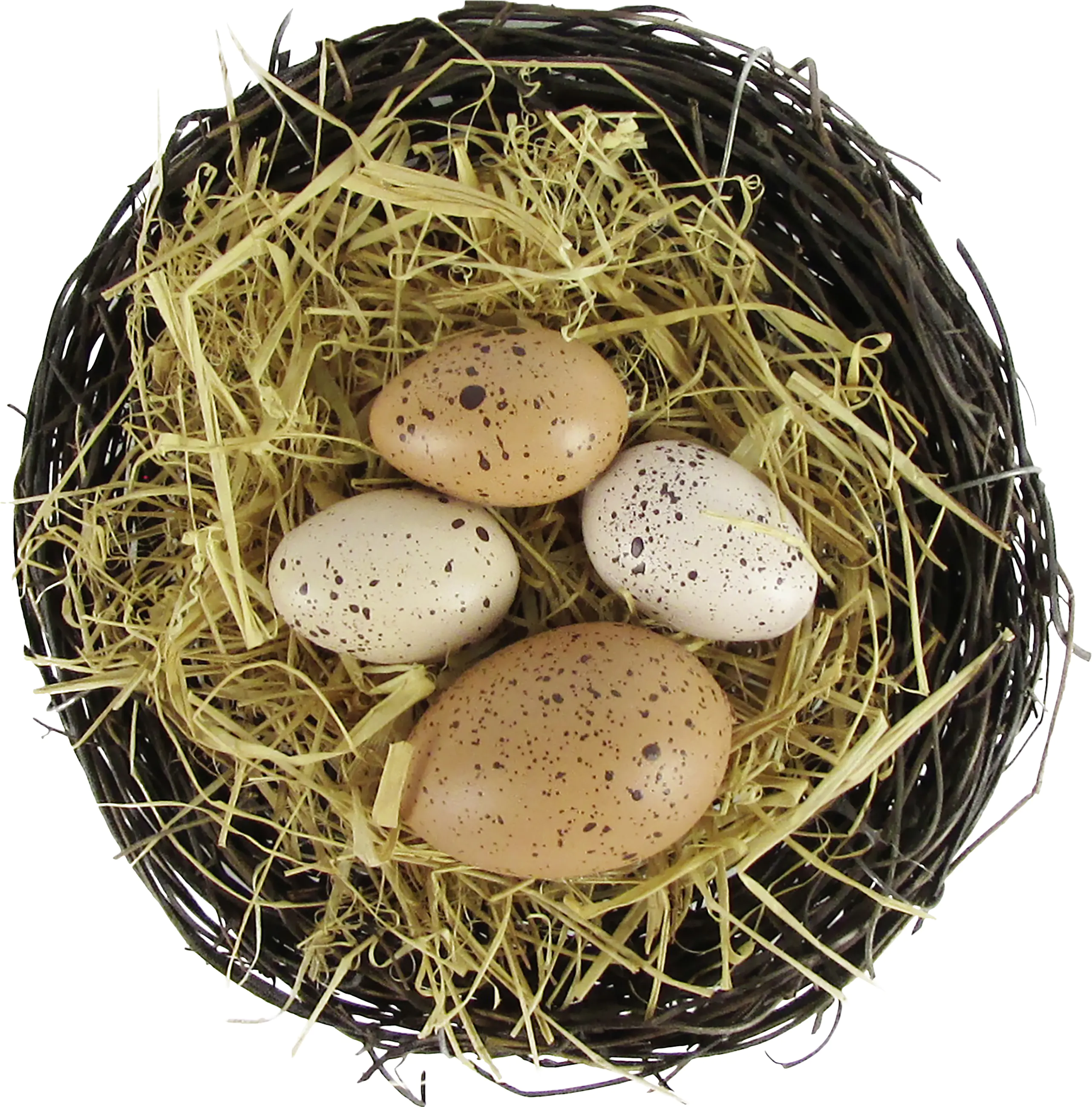 Osternest mit Eiern Rattan Ø 12 cm natur