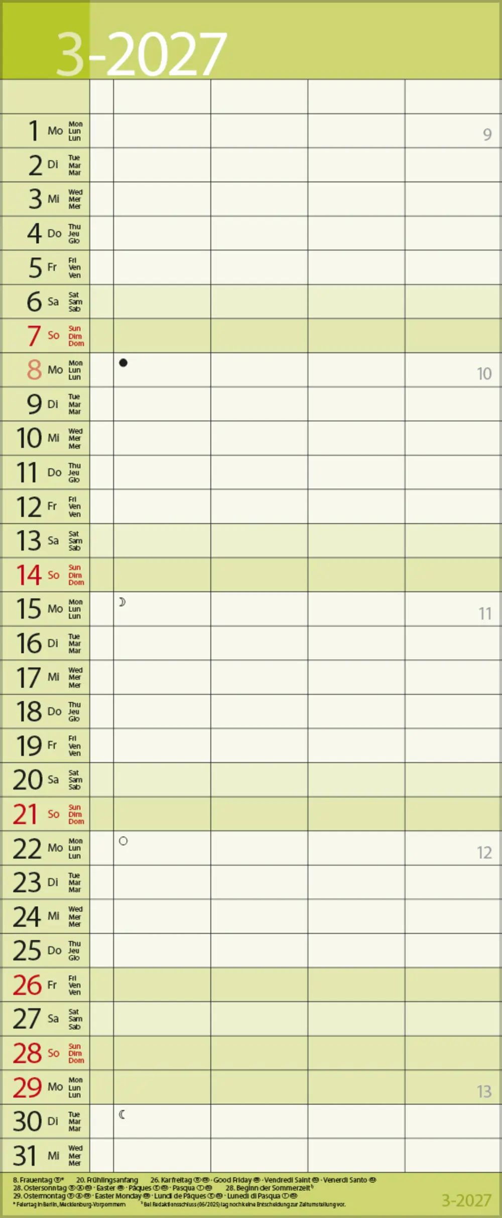 Korsch Kalender Family Timer Lifestyle 2027 