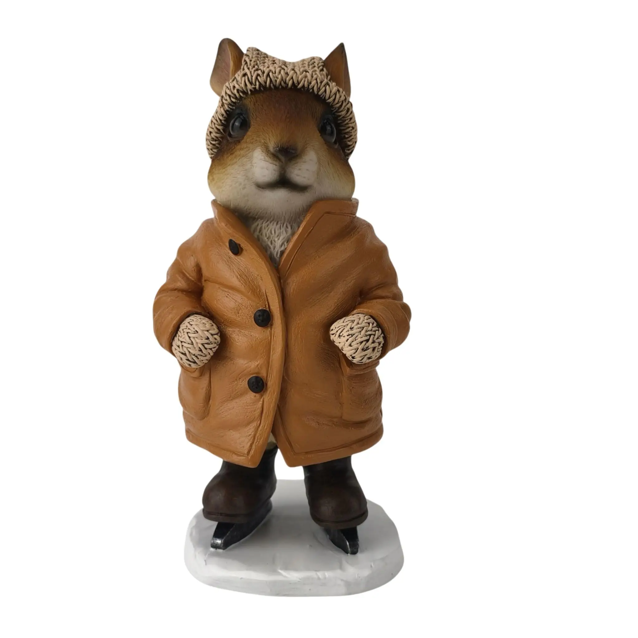 Dekofigur Eichhörnchen im Mantel 19 x 11,5 cm braun/beige
