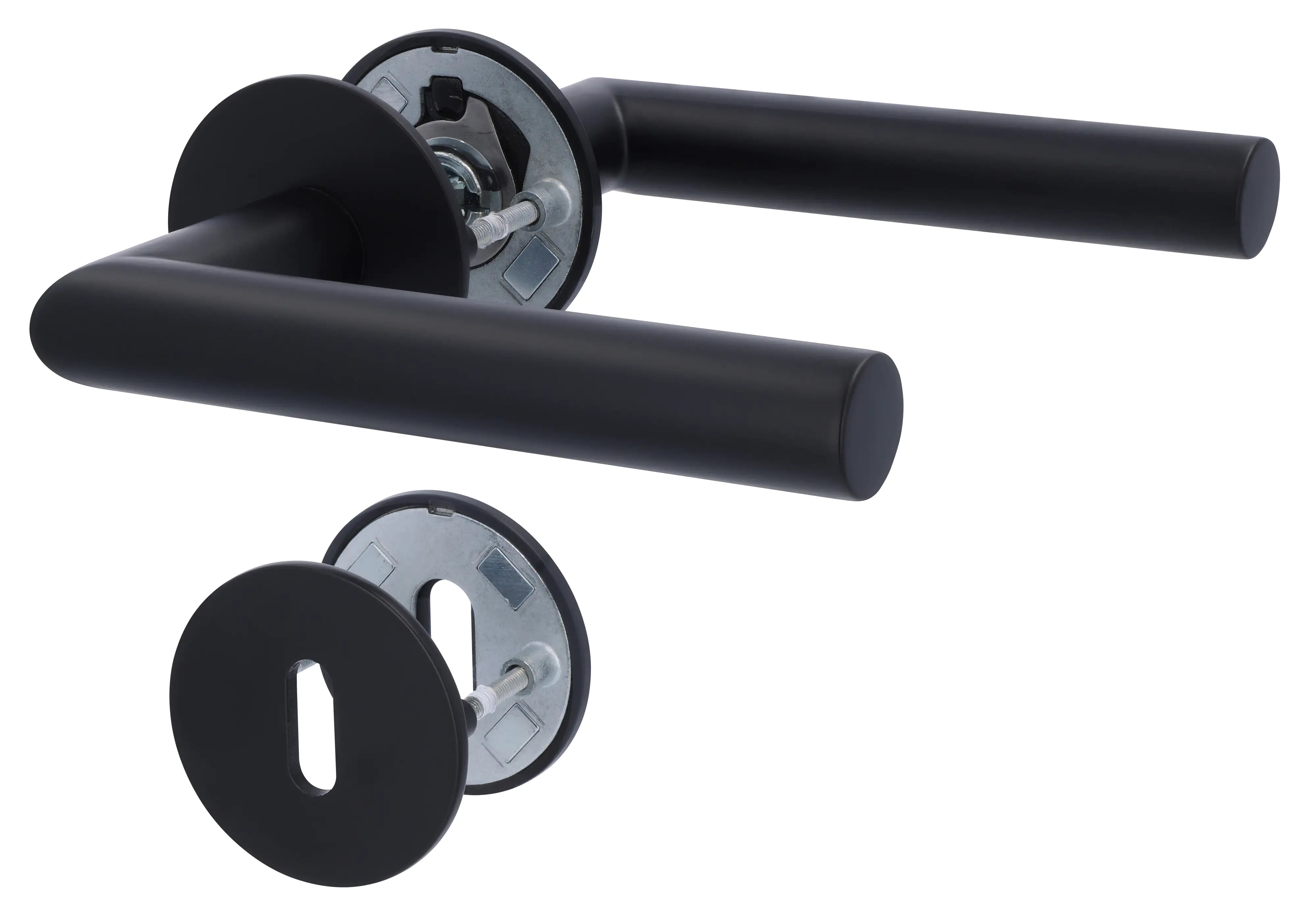 Alpertec BB-Rosettengarnitur Fair I Flat Magnet Edelstahl schwarz rund