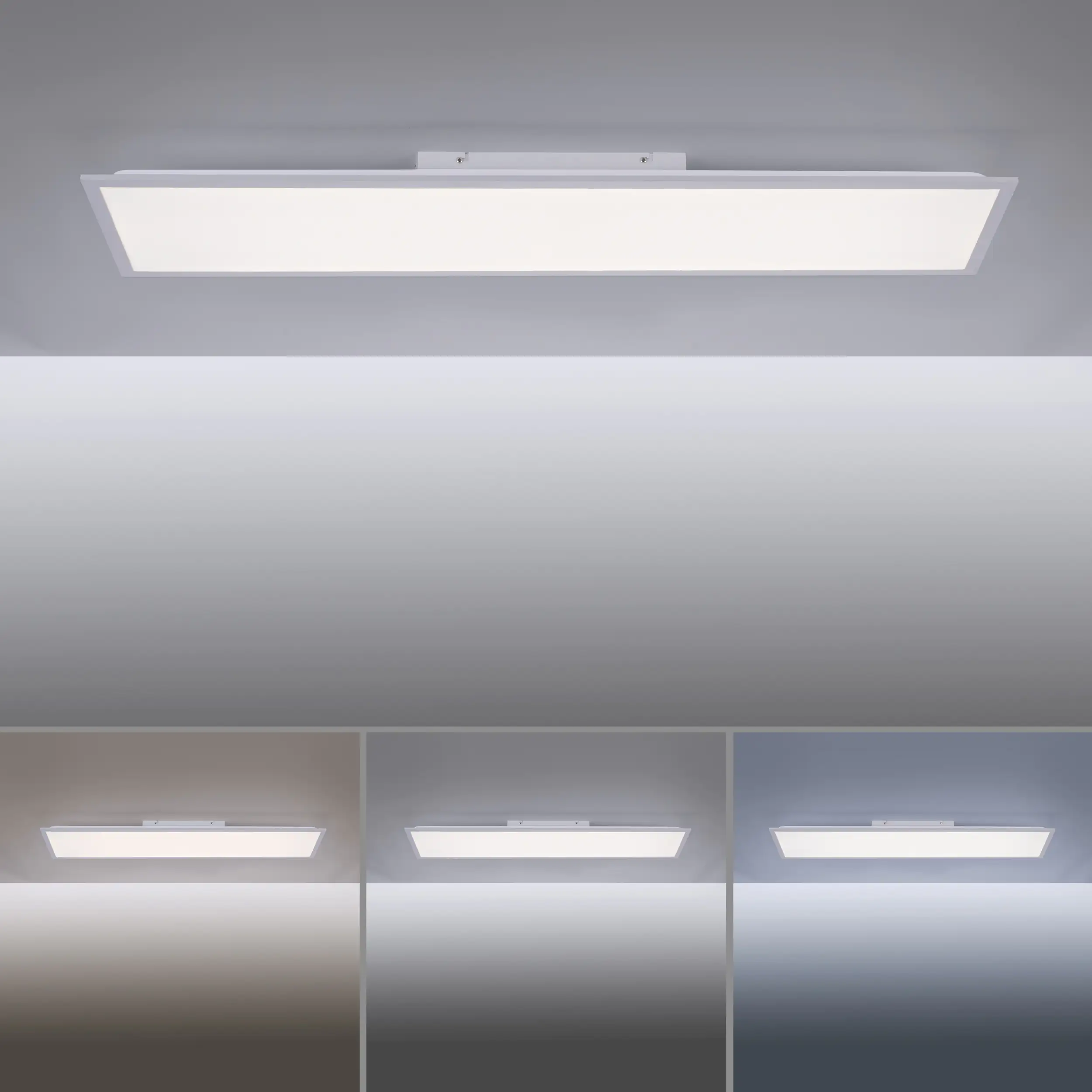 JustLight LED Deckenleuchte Flat silber 119,5 x 29,5 cm dimmbar
