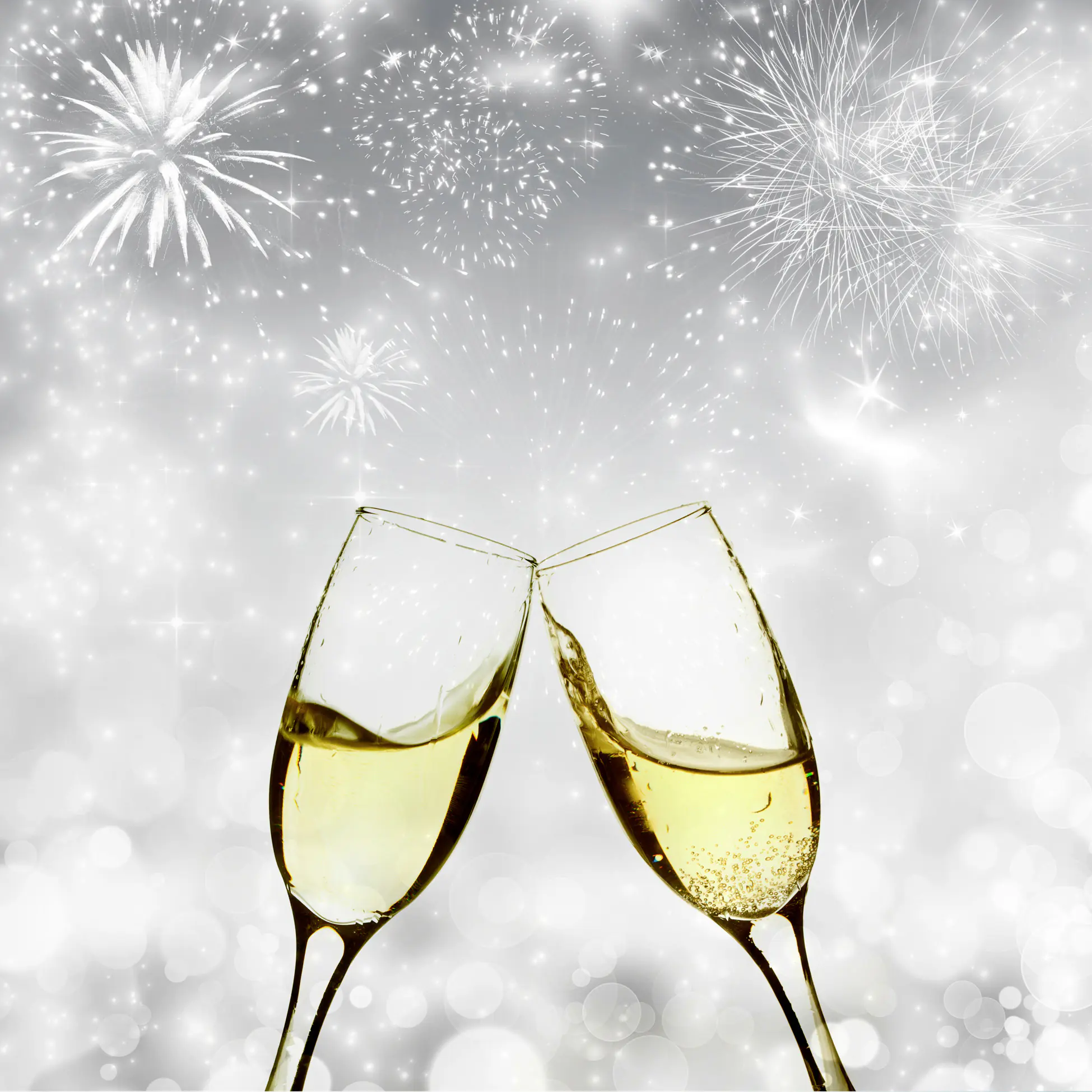 Duni Servietten Toast of Joy Silvester grau/weiß 33 x 33 cm - 20er Pack