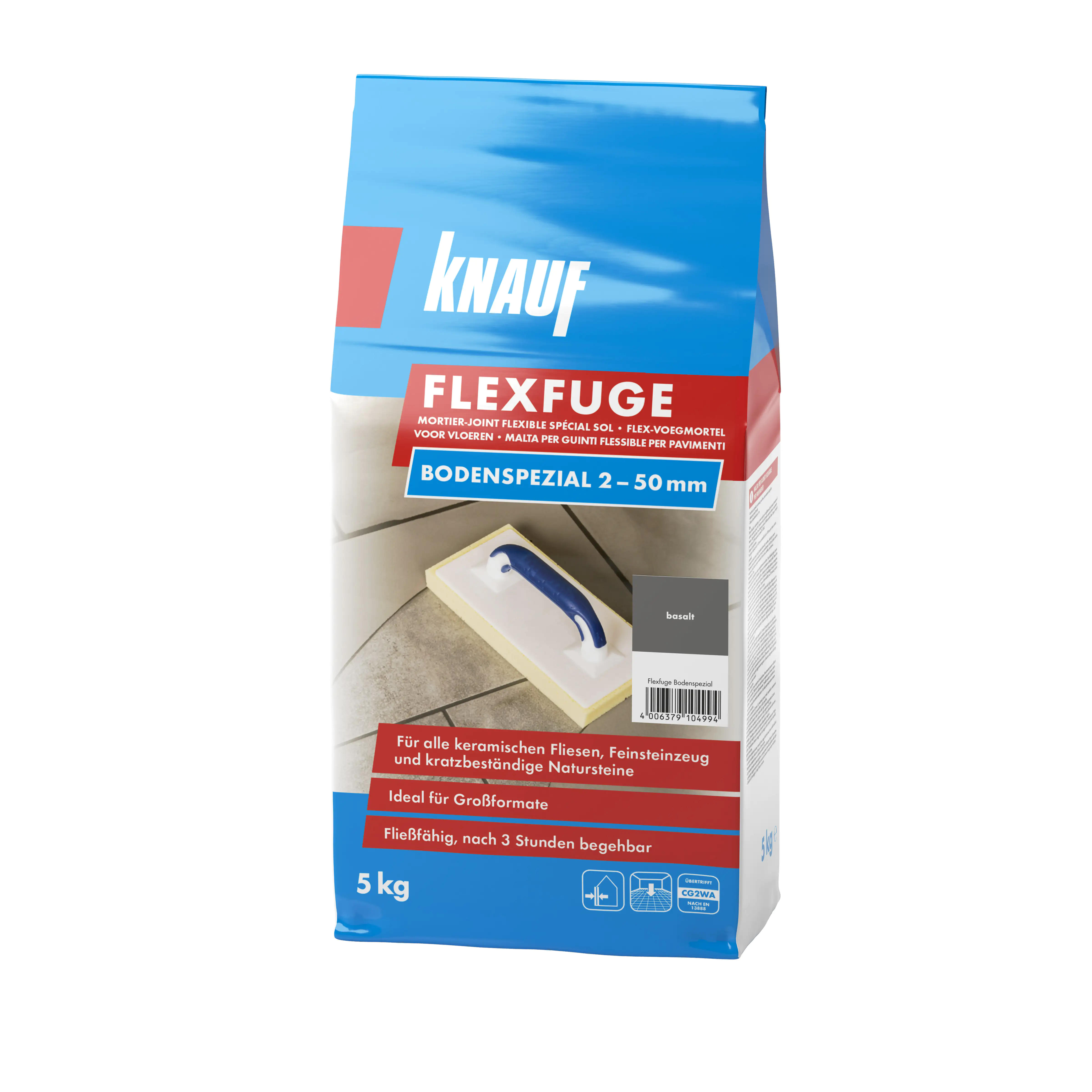 4006379104994 Knauf Fugenmörtel Flexfuge Bodenspezial 2 - 50 mm basalt 5 kg